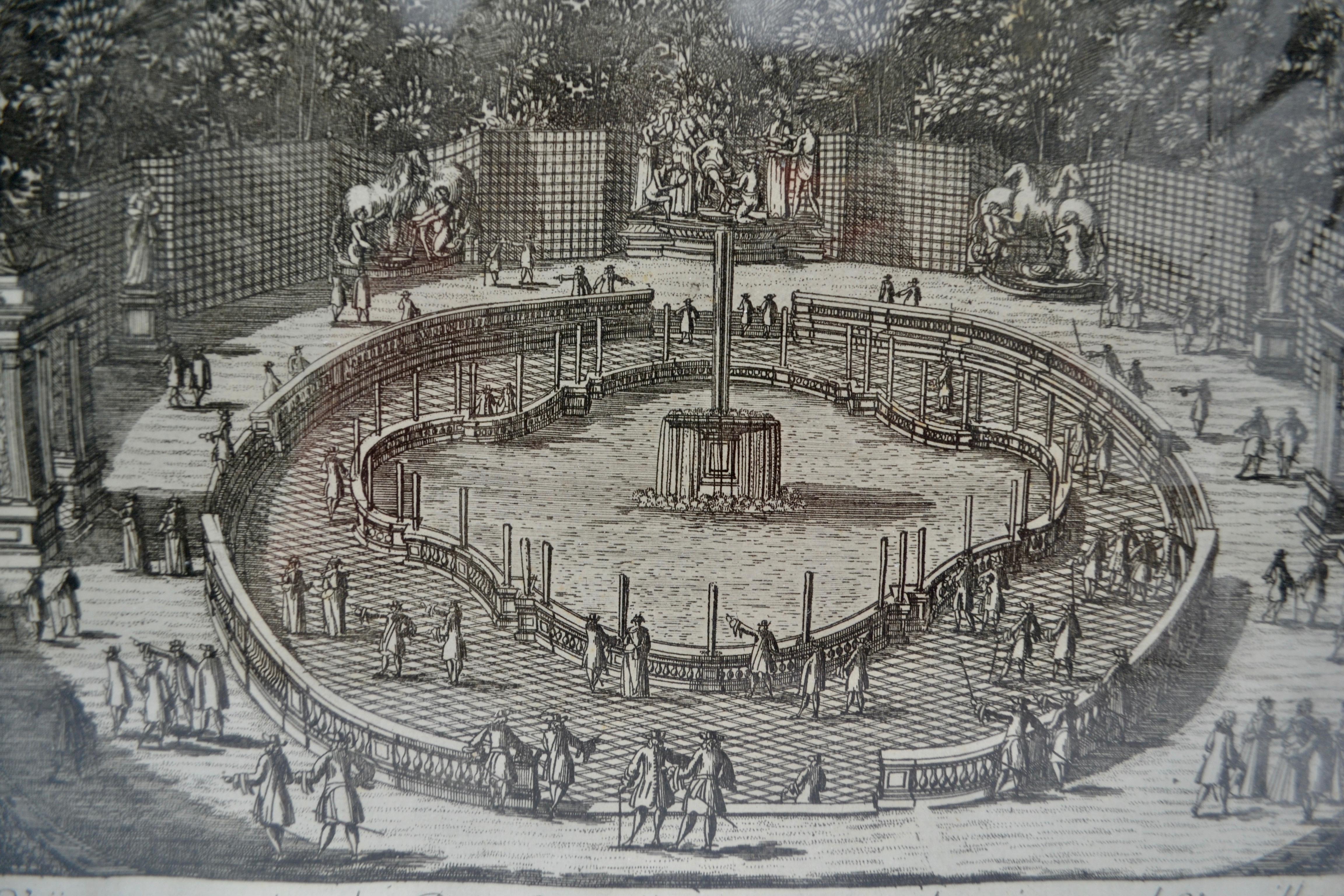 Tres grabados del siglo XVIII  del Jardín de Versalles por Antoine Aveline Papel en venta