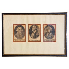 Three 18th Century American Engravings George Washington Thomas Jefferson