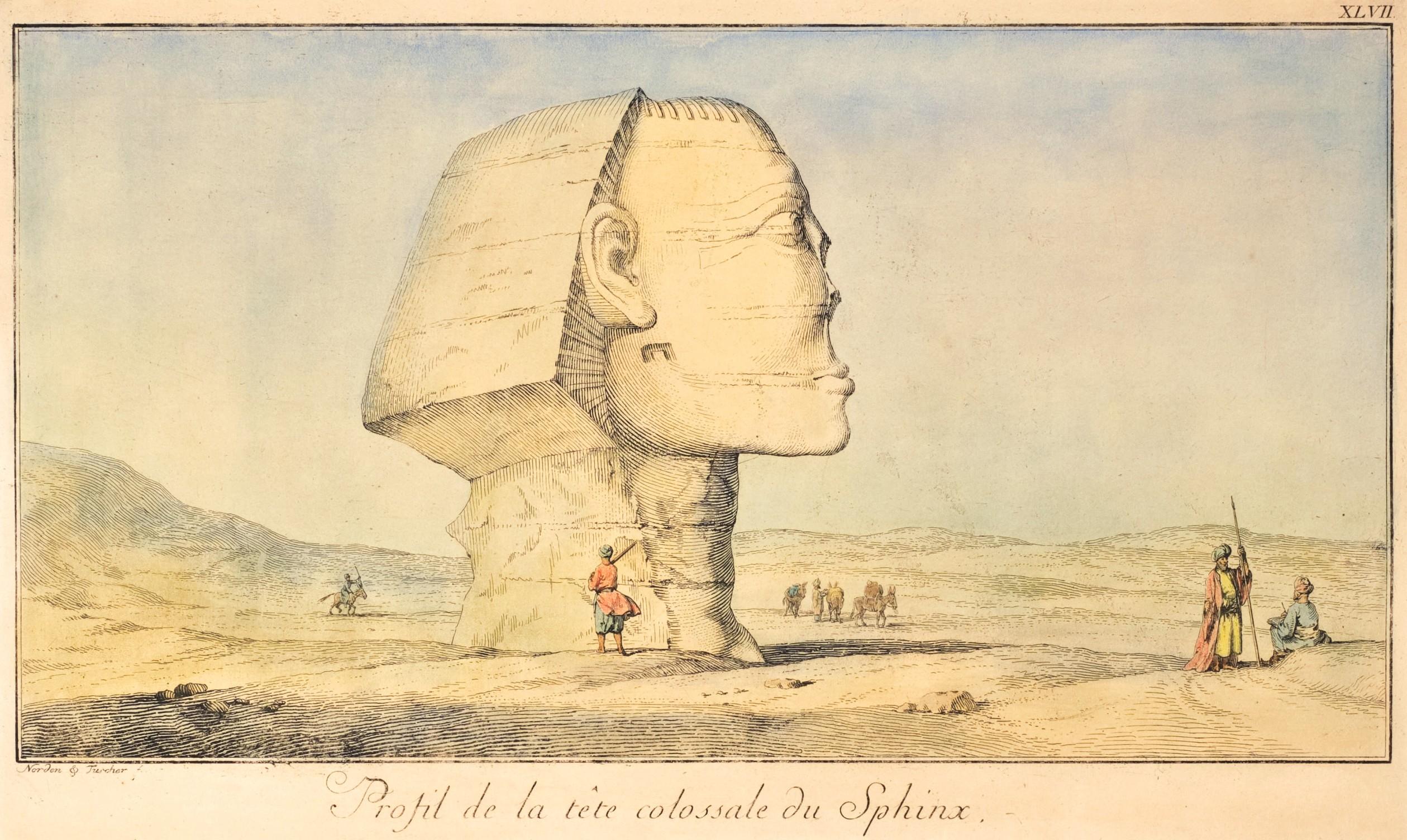 Drei handkolorierte orientalische Ansichten von Ägypten aus dem 18. Jahrhundert, um 1740 (Ägyptisch) im Angebot