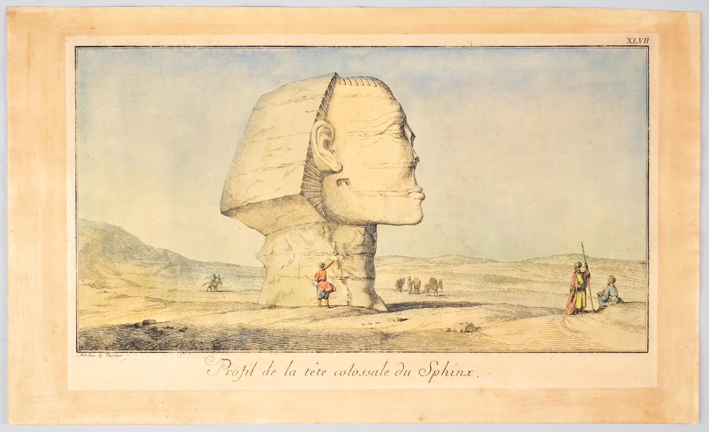 Drei handkolorierte orientalische Ansichten von Ägypten aus dem 18. Jahrhundert, um 1740 (Handbemalt) im Angebot