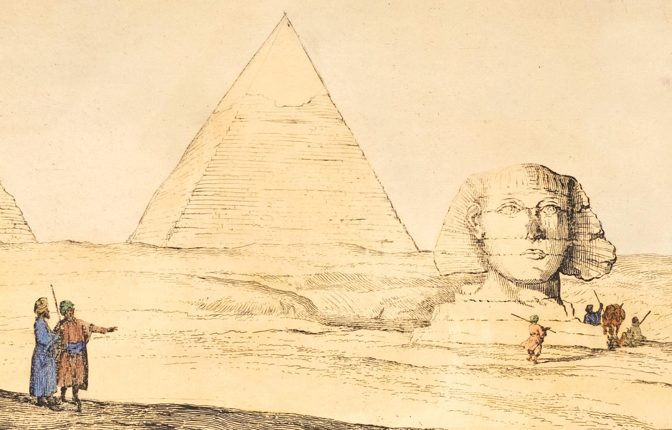 Drei handkolorierte orientalische Ansichten von Ägypten aus dem 18. Jahrhundert, um 1740 im Angebot 2