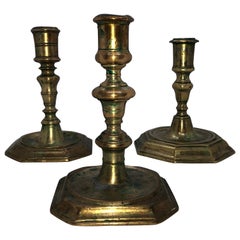 Three 18th Century Swedish Candlesticks, Brass