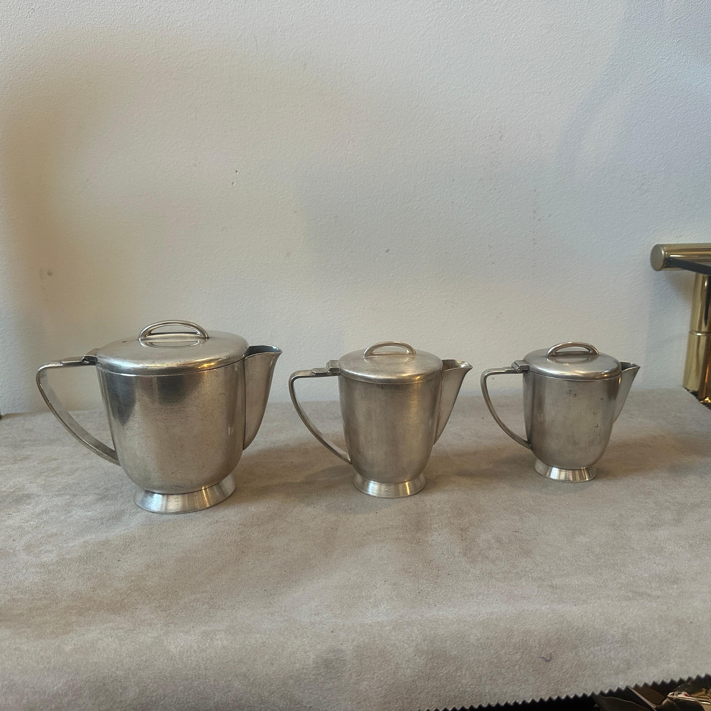 Drei Art-déco-Teekannen von Gio Ponti für Fratelli Calderoni aus den 1930er Jahren (Italienisch) im Angebot