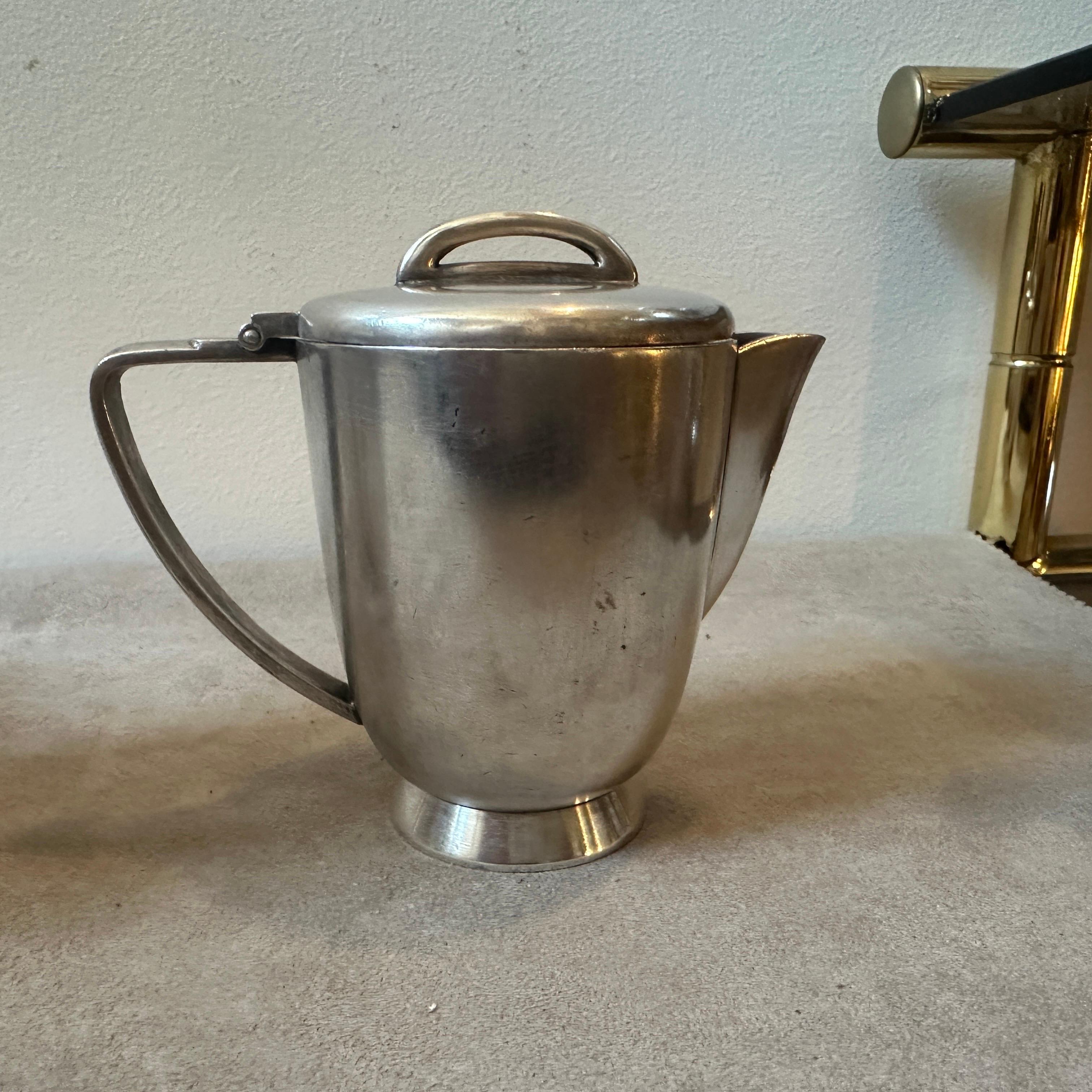 Alpaca Three 1930s Art Deco Teapots by Gio Ponti for Fratelli Calderoni For Sale