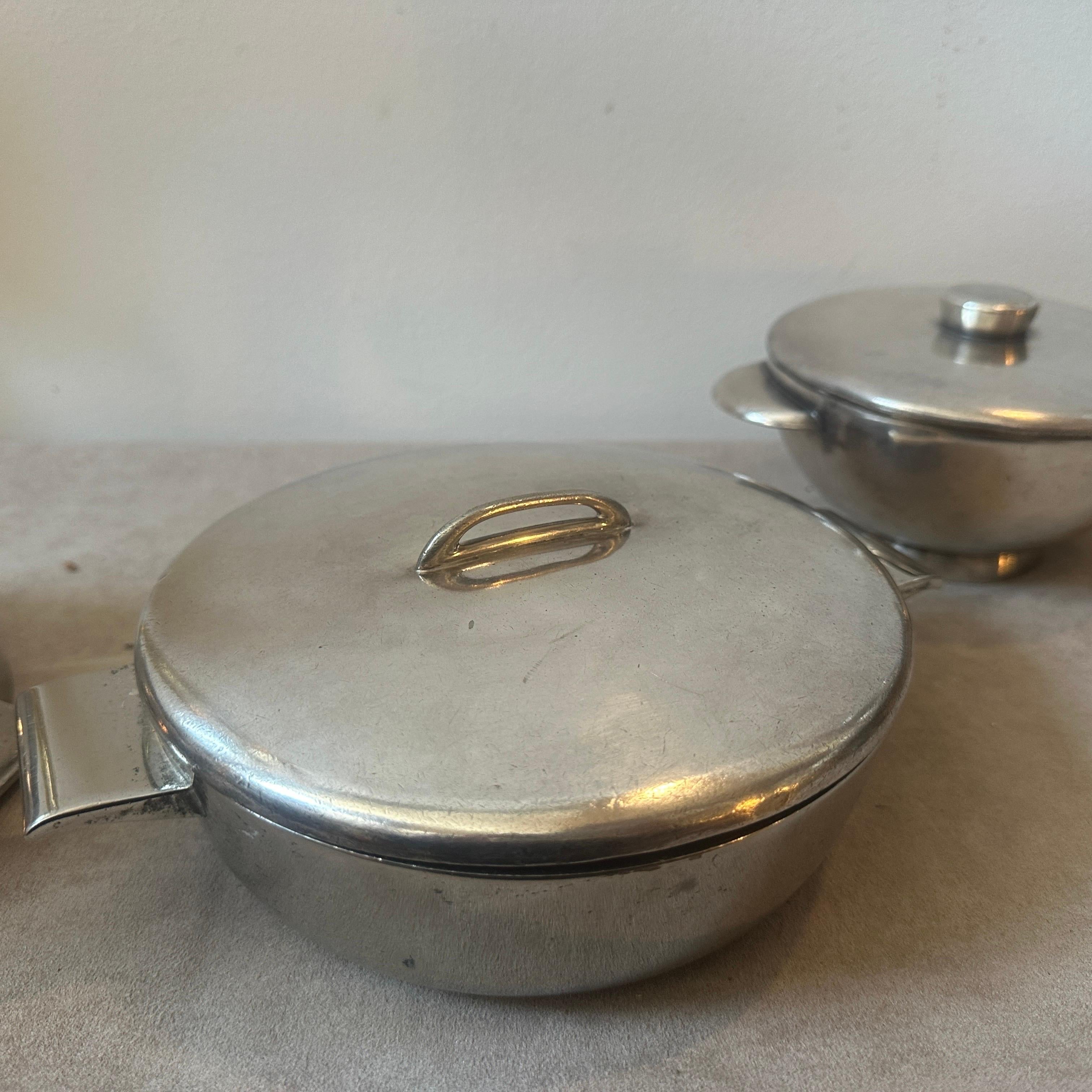 Three 1950s Alpaca Serving Bowls Designed by Gio Ponti for Fratelli Calderoni For Sale 5