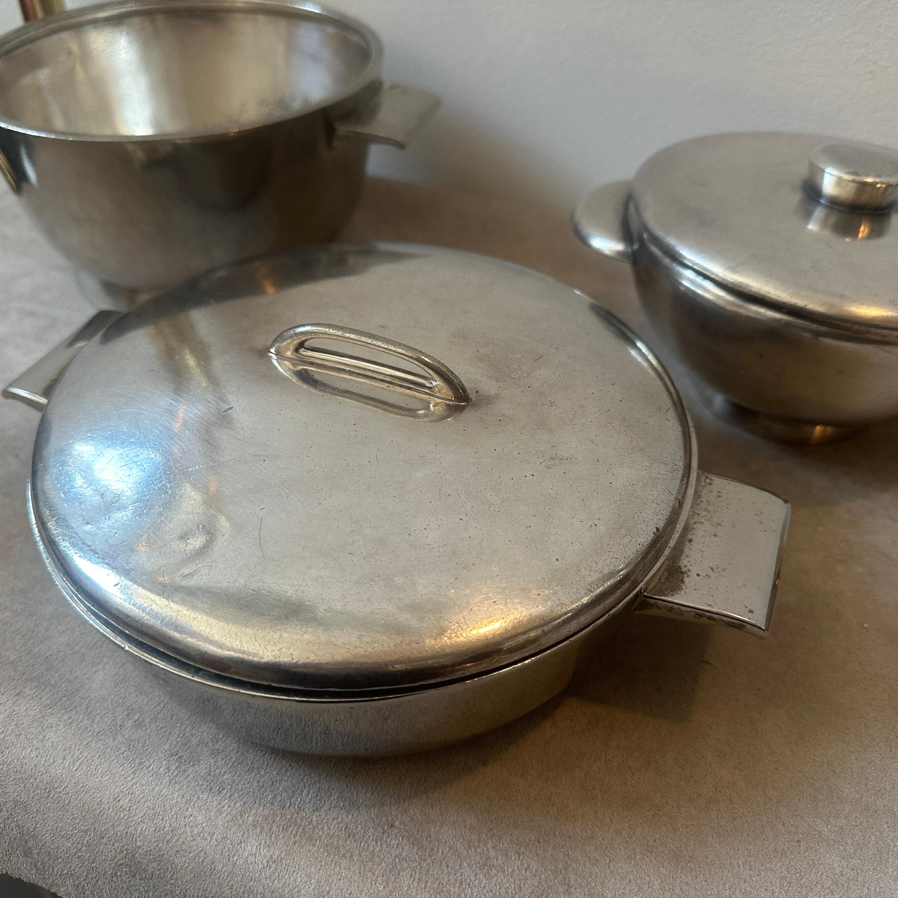 Three 1950s Alpaca Serving Bowls Designed by Gio Ponti for Fratelli Calderoni For Sale 1