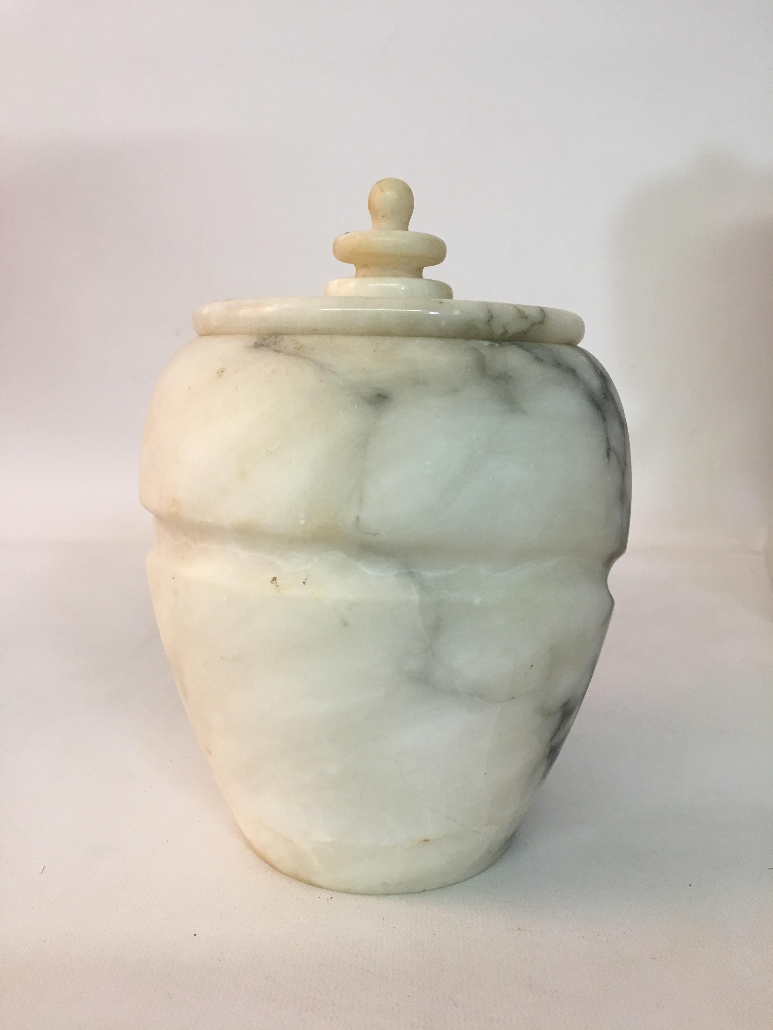 Italian Three 1950s Carved Carrara Marble Canisters