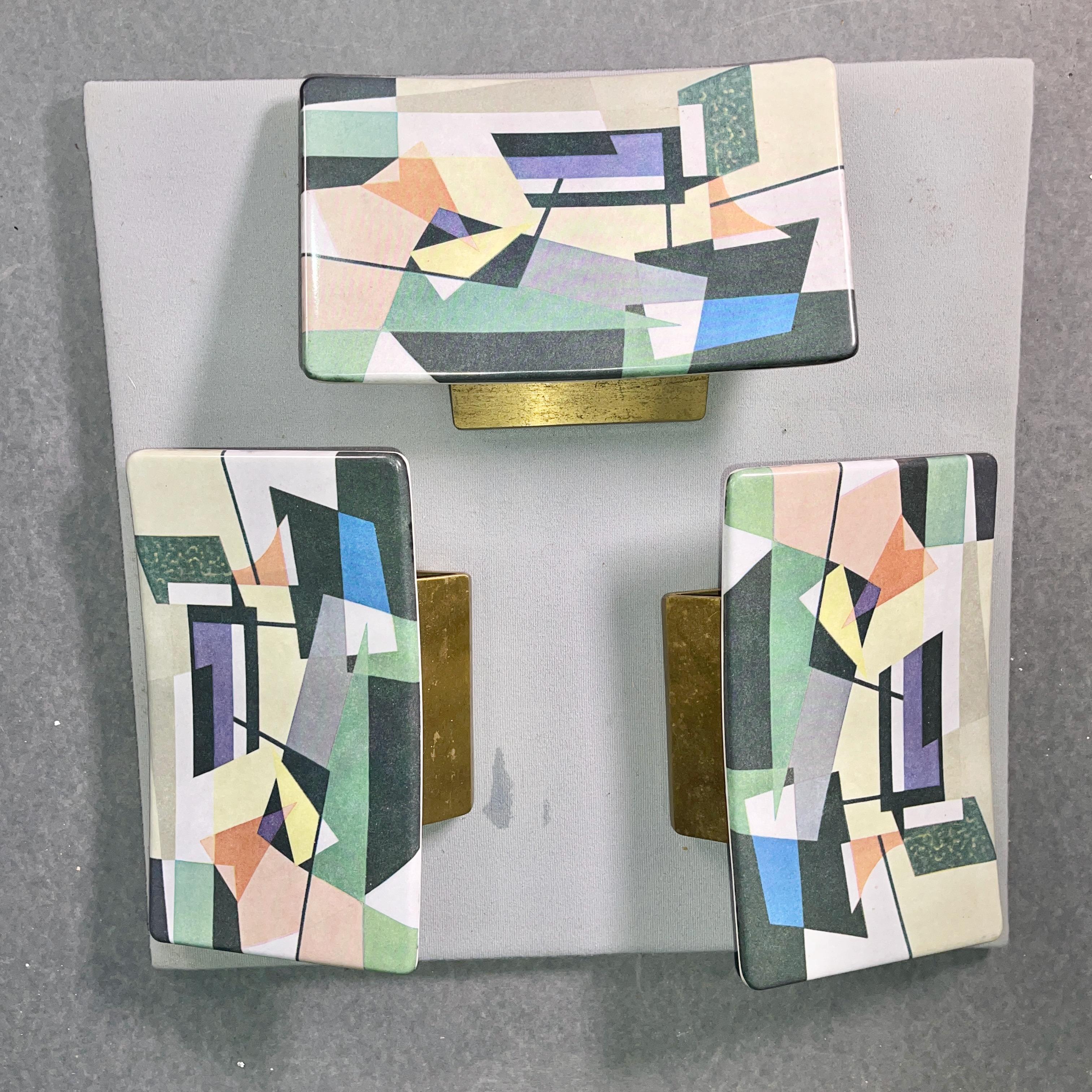 Three 1950's Italian Door Pulls with Abstract Expressionist Design In Good Condition For Sale In Hanover, MA