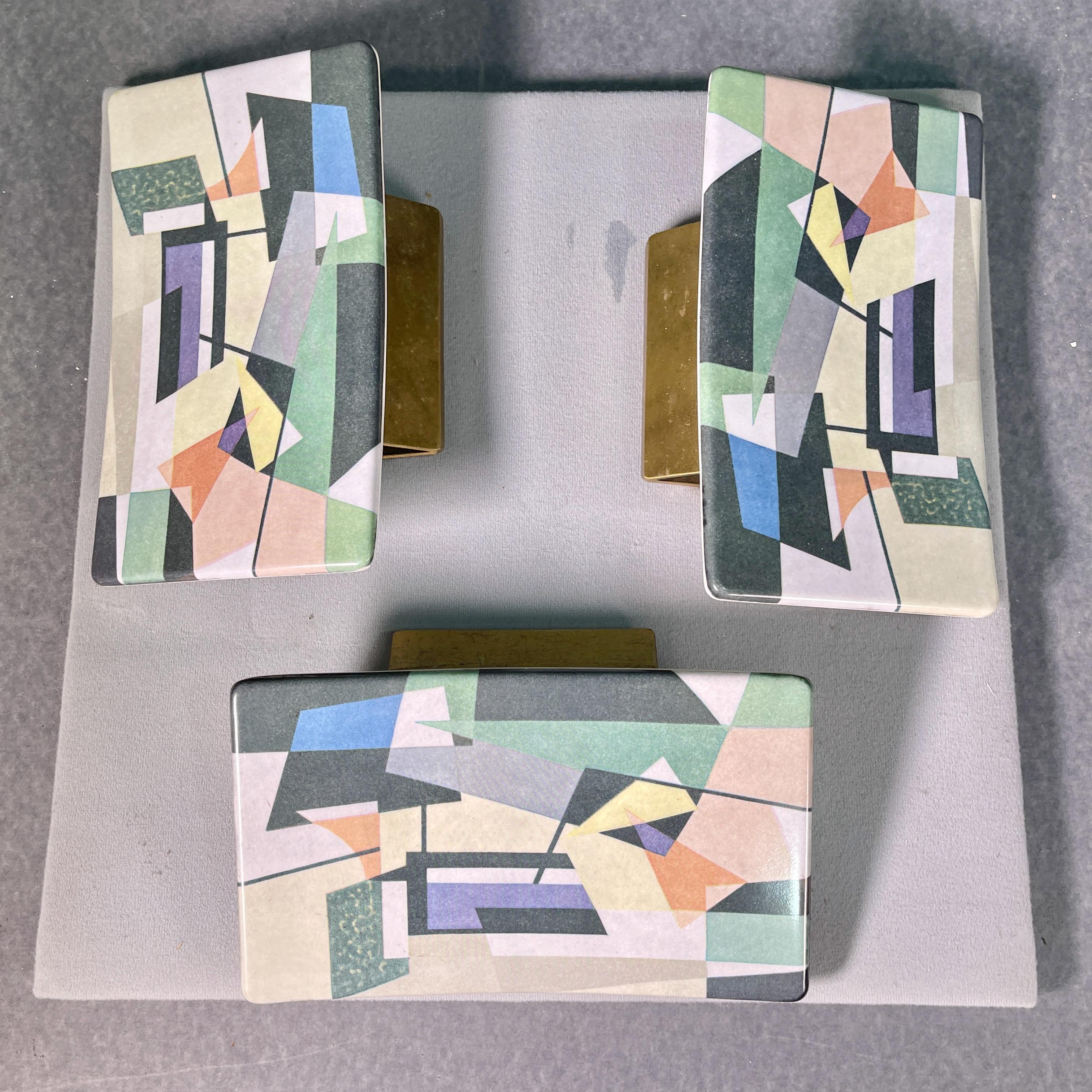 Mid-20th Century Three 1950's Italian Door Pulls with Abstract Expressionist Design For Sale