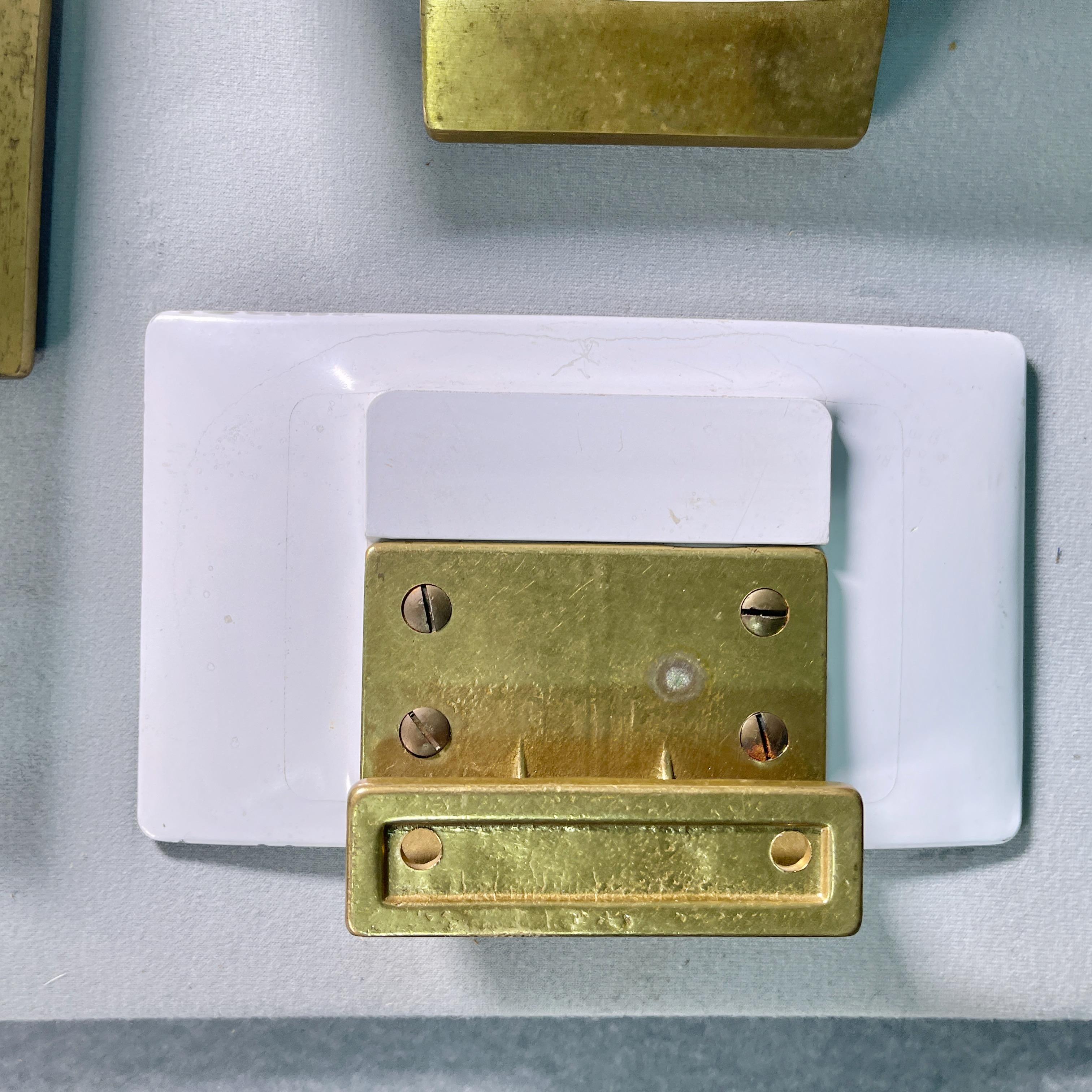Brass Three 1950's Italian Door Pulls with Abstract Expressionist Design For Sale