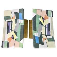 Three 1950's Italian Door Pulls with Abstract Expressionist Design