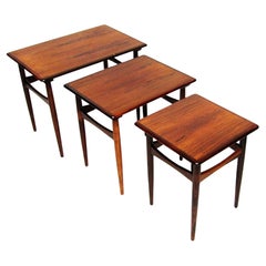 Three 1960s Danish Rosewood Nesting Tables By Kai Kristiansen