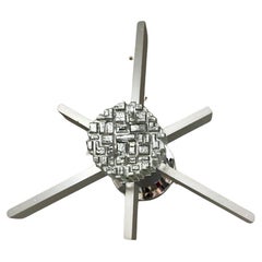 1960s Gaetano Sciolari Space Age Aluminum and Glass Wall Sconces