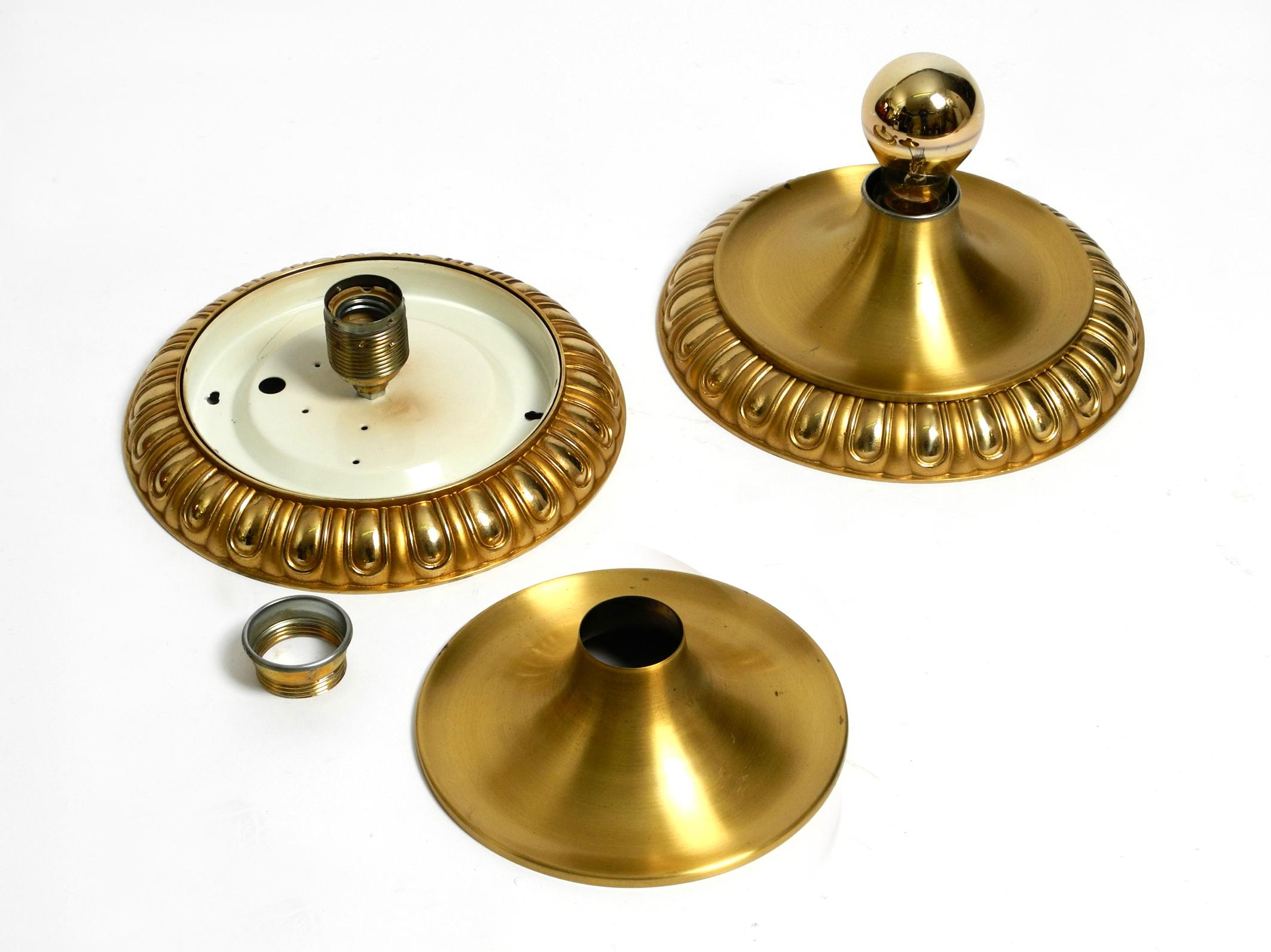Three 1960's Space Age round  brass and metal wall or ceiling lamps by Sölken For Sale 11