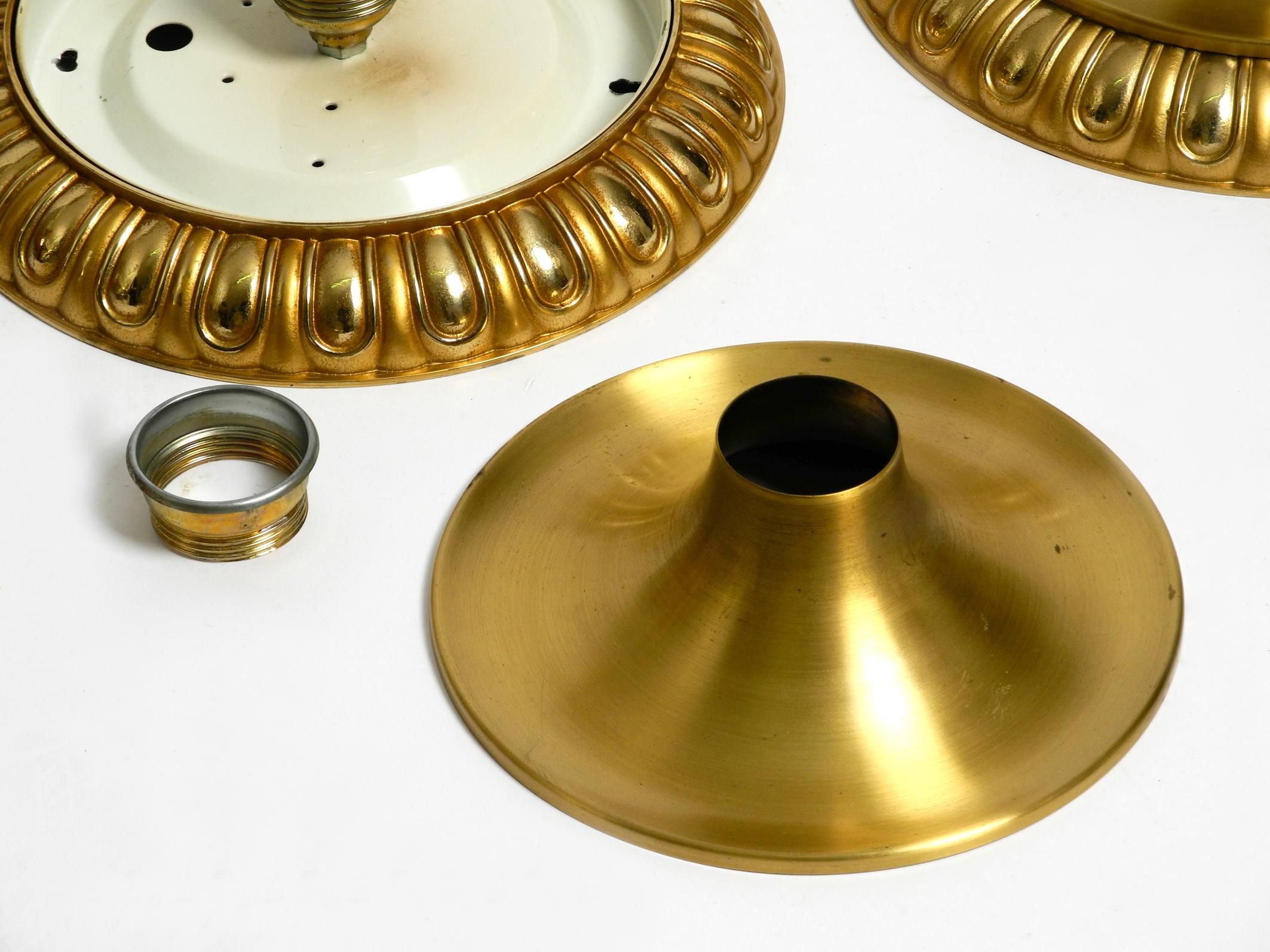Three 1960's Space Age round  brass and metal wall or ceiling lamps by Sölken For Sale 13