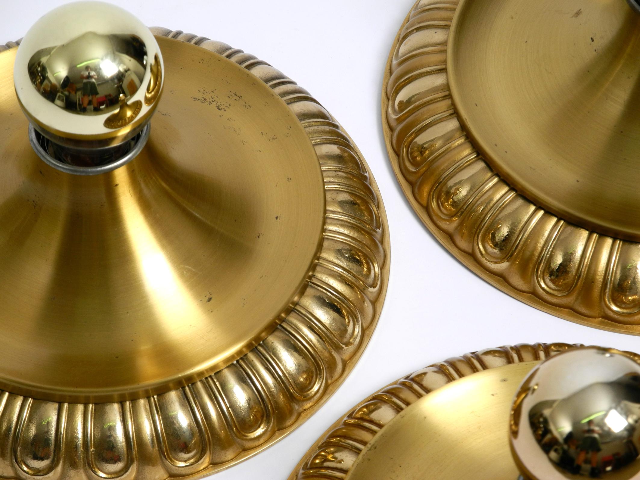 Metal Three 1960's Space Age round  brass and metal wall or ceiling lamps by Sölken For Sale
