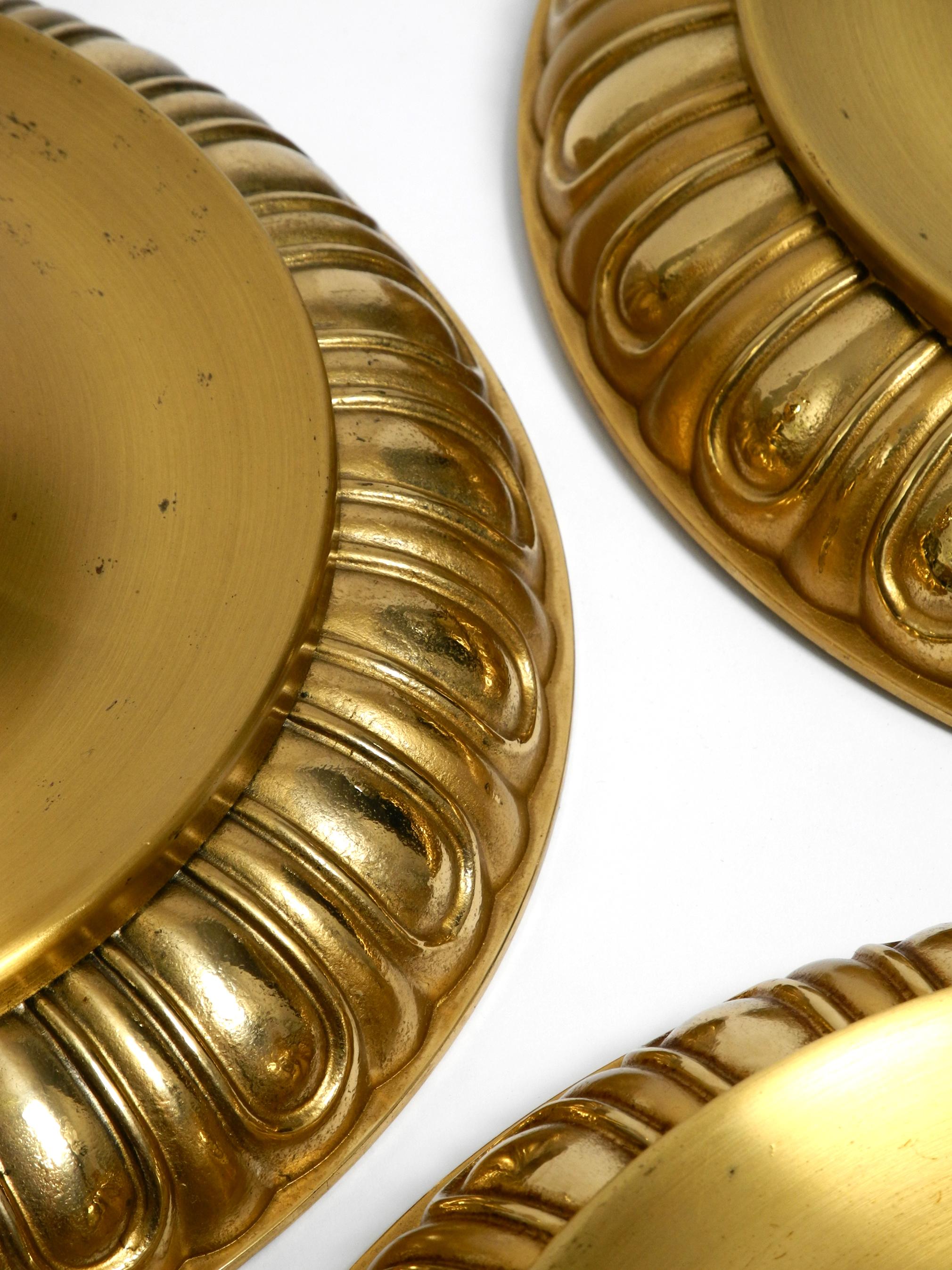 Three 1960's Space Age round  brass and metal wall or ceiling lamps by Sölken For Sale 2