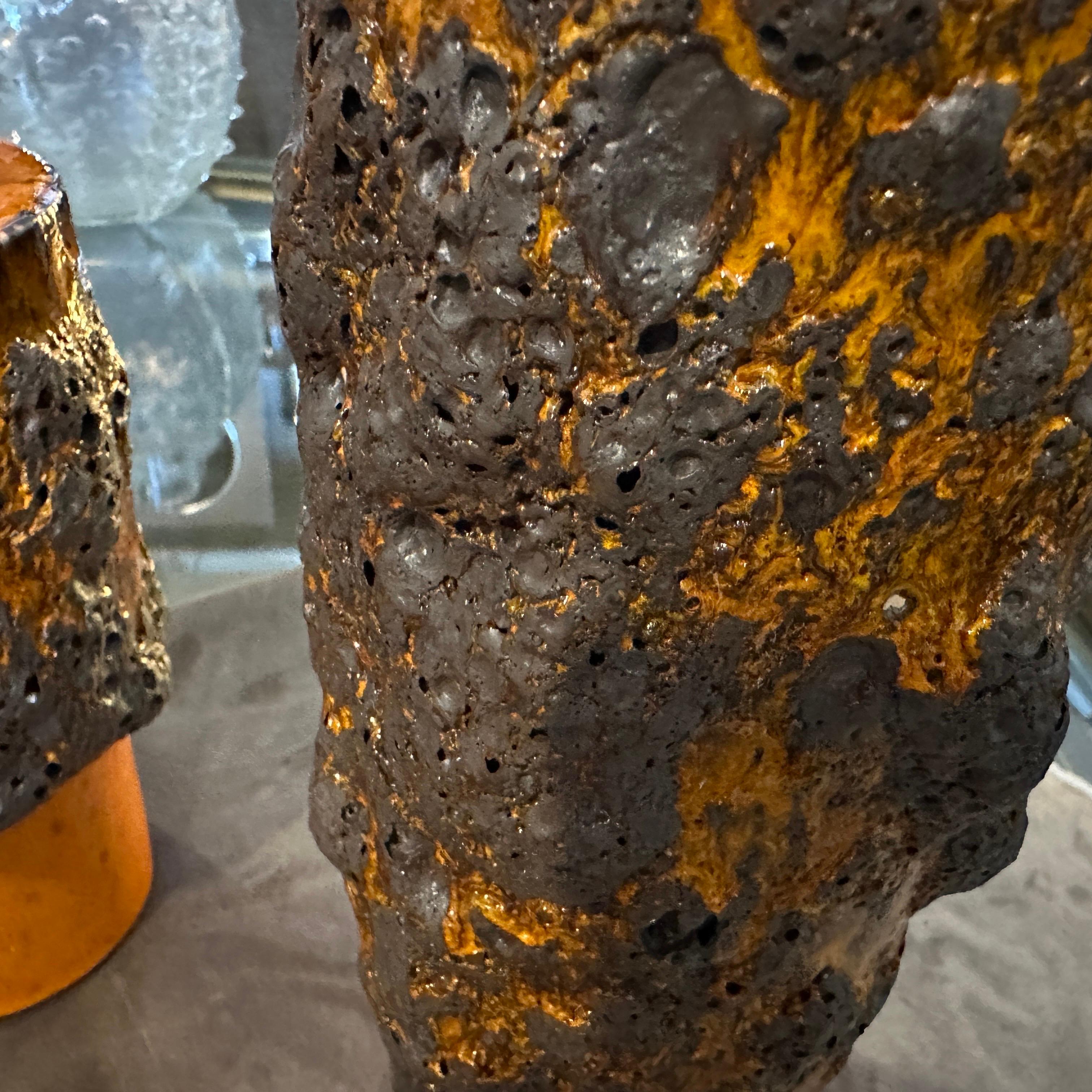 Tre arancioni e neri modernisti degli anni '80  Vasi tedeschi in ceramica Fat Lava in vendita 4