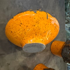 Three 1980s Modernist Orange and Black  Fat Lava Ceramic German Vases