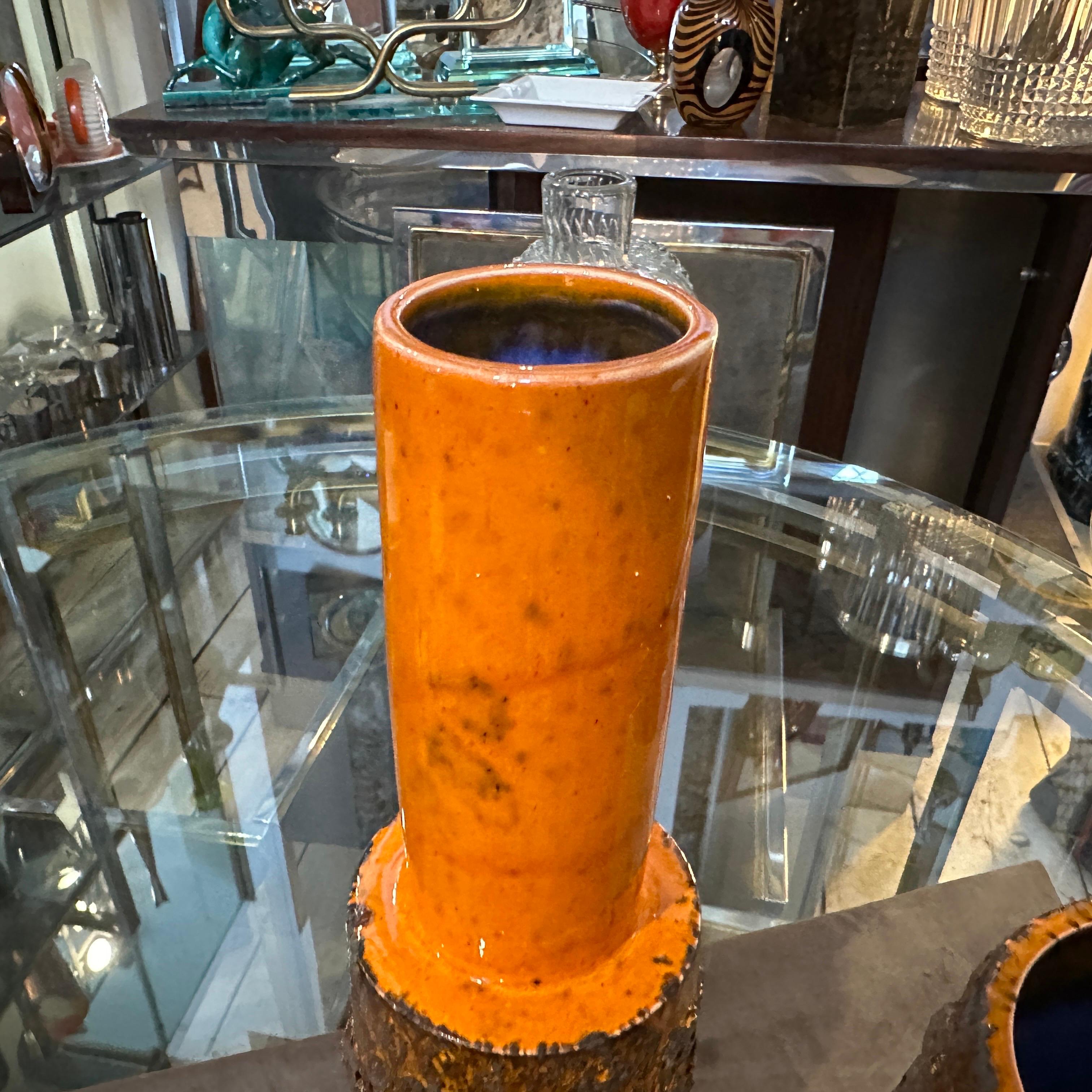 Tre arancioni e neri modernisti degli anni '80  Vasi tedeschi in ceramica Fat Lava in vendita 1