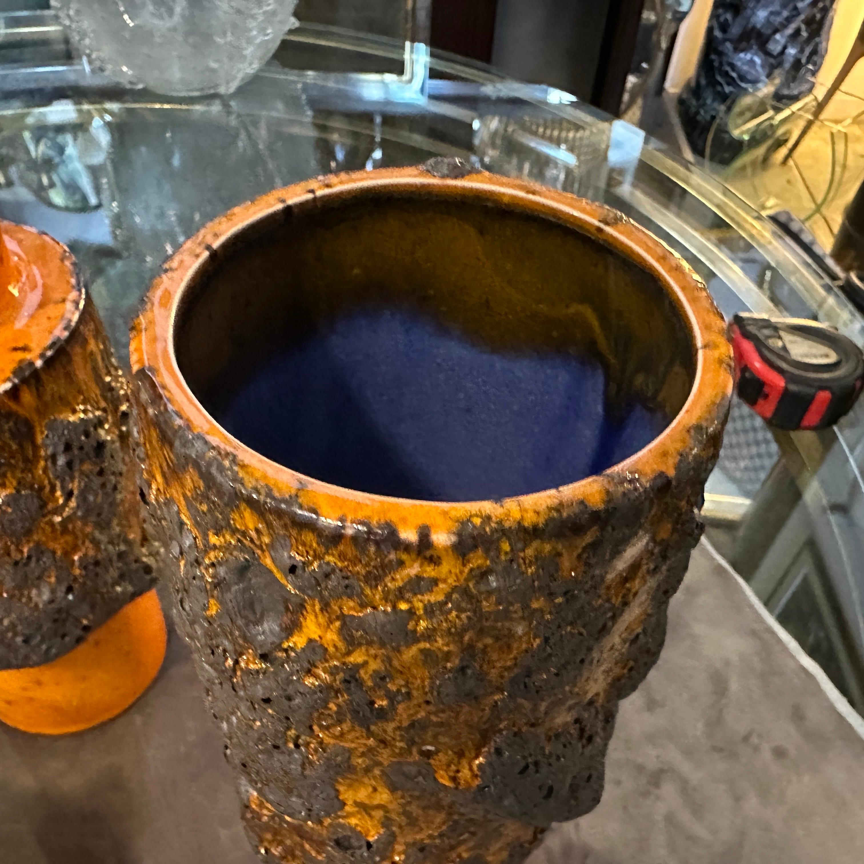 Tre arancioni e neri modernisti degli anni '80  Vasi tedeschi in ceramica Fat Lava in vendita 2