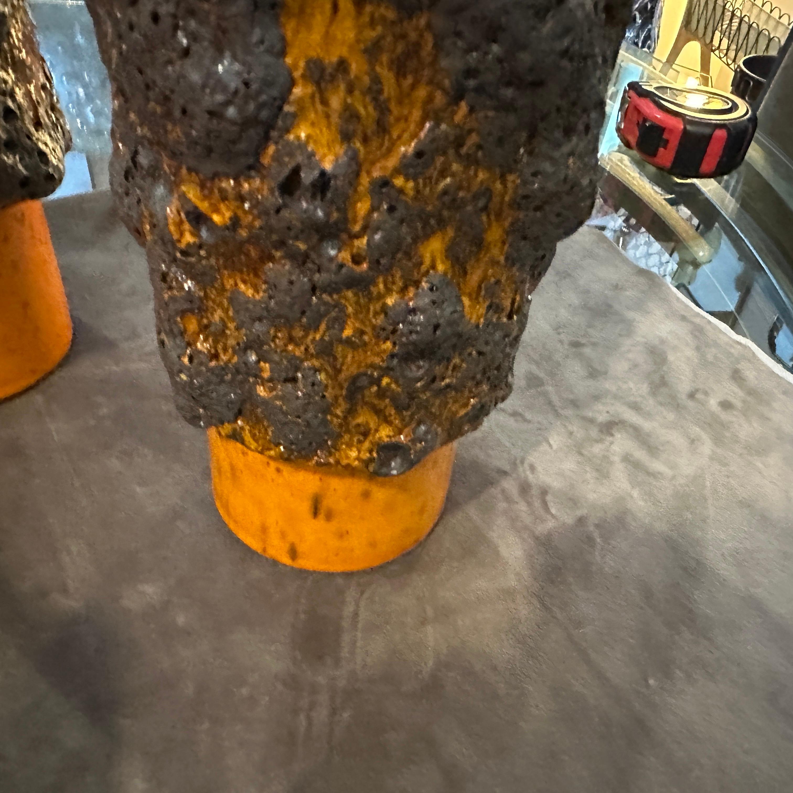 Tre arancioni e neri modernisti degli anni '80  Vasi tedeschi in ceramica Fat Lava in vendita 3