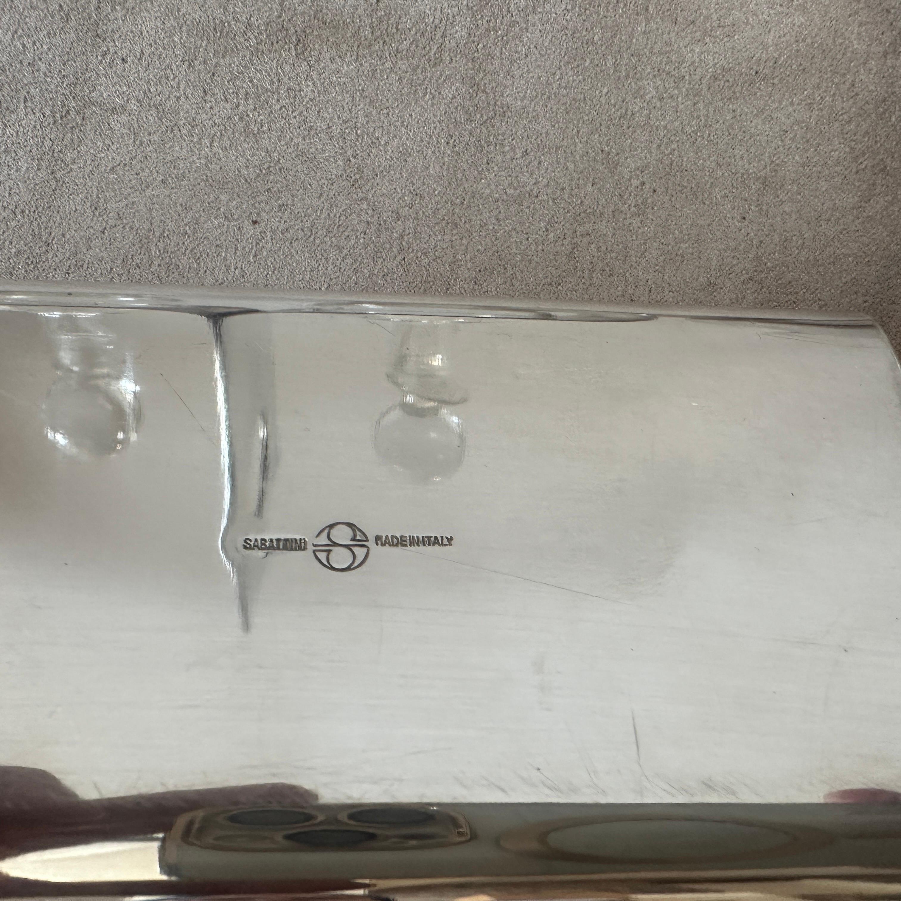 Tres piezas de servicio modernistas de los años 80, chapadas en plata y cristal, de Lino Sabattini en Bueno estado para la venta en Aci Castello, IT