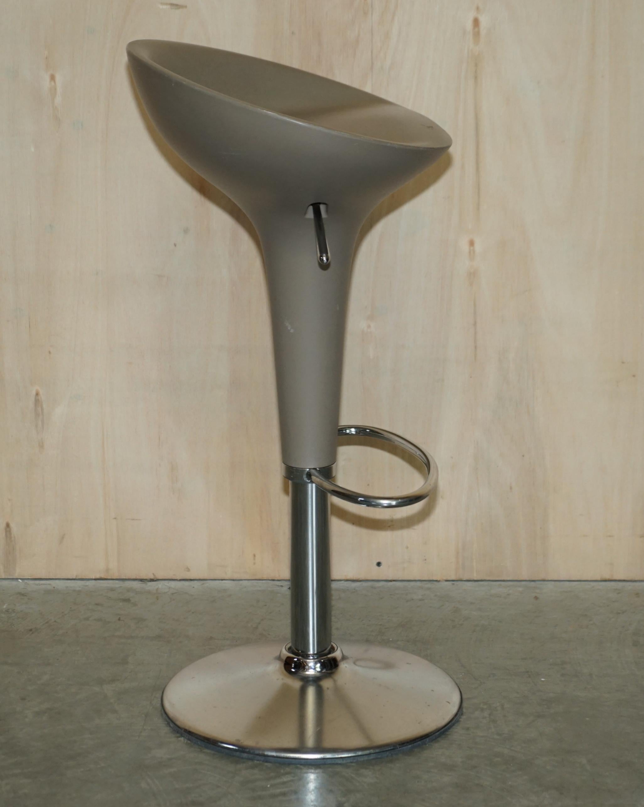 Chrome Three 1997 Magis Bombo Bar Kitchen Swivel Stools Designed by Stefano Giovannoni