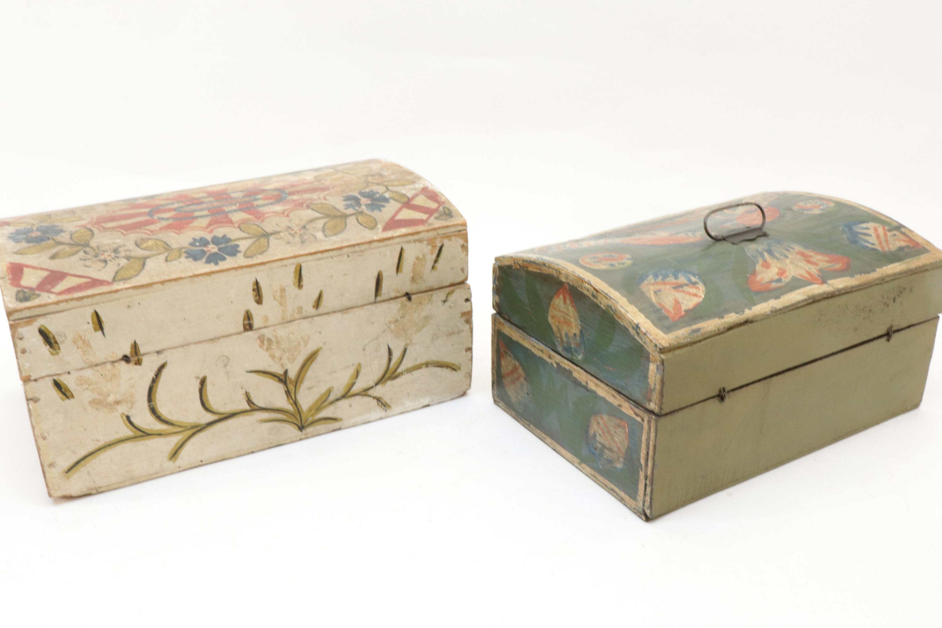 Hand-Painted Three 19th Century French Painted Wedding Boxes