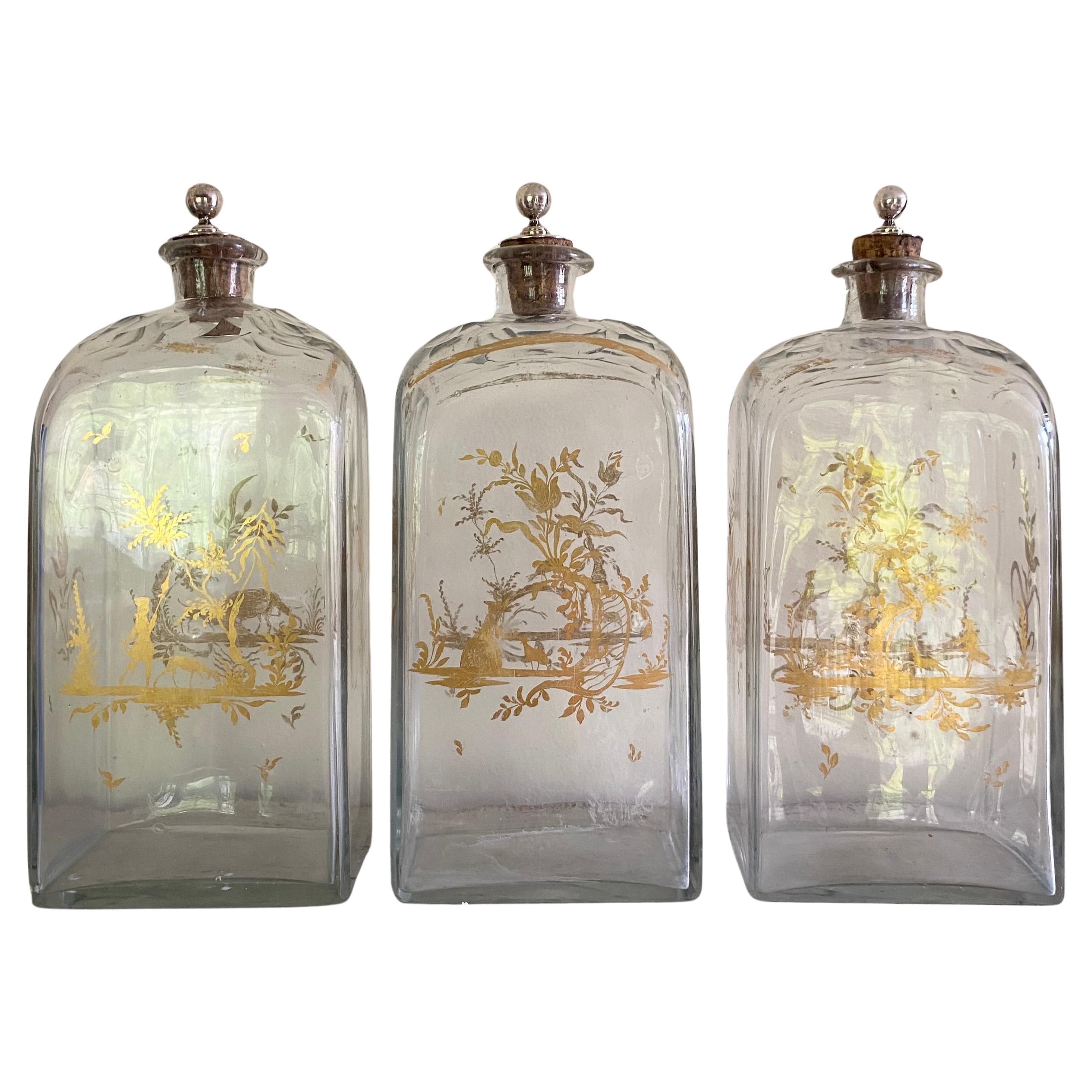 Three 19th century Bohemian Decanters For Sale