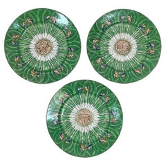 Three 19th Century Chinese Export Porcelain Cabbage Leaf Butterfly Plate