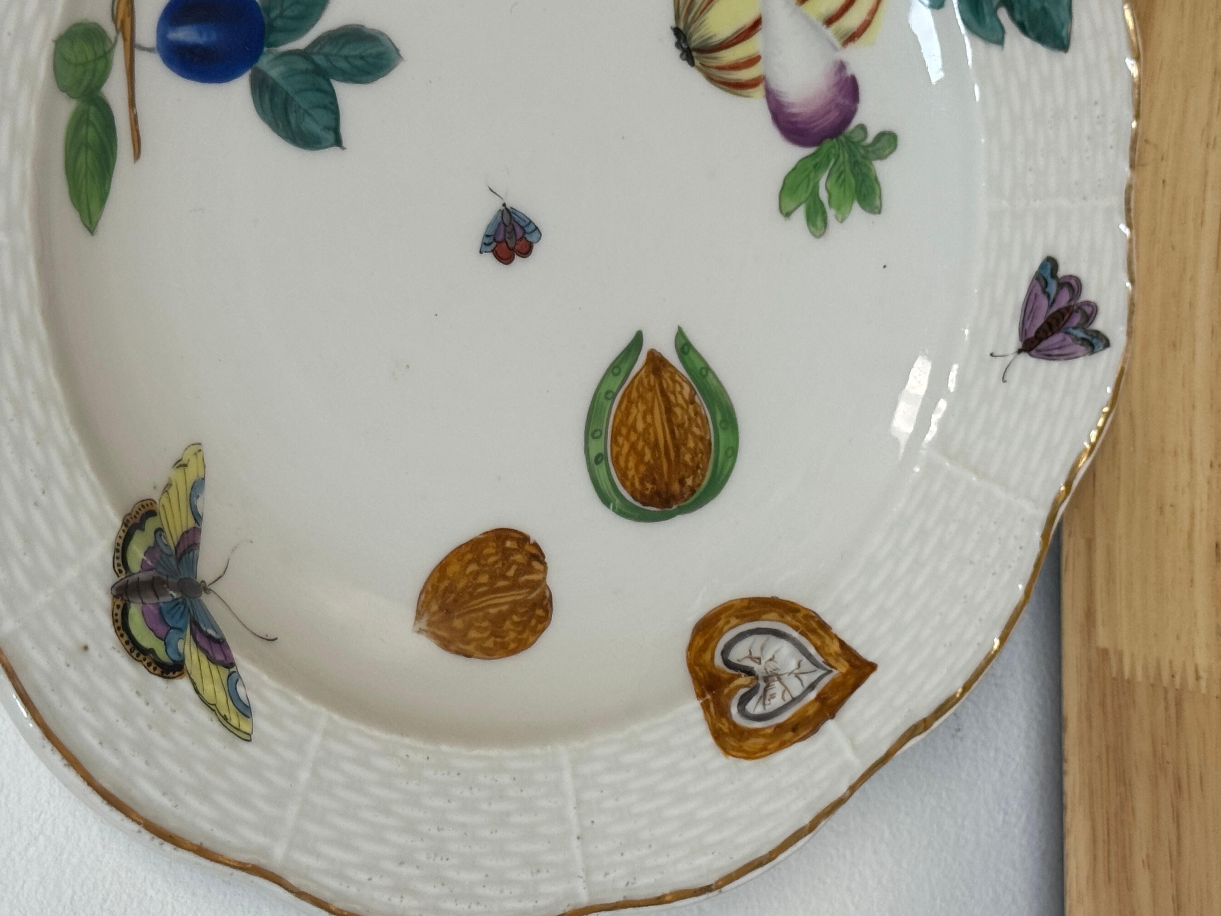 Three 19th Century Continental Naturalist Fruit, Insect, Vegetable Plates en vente 2