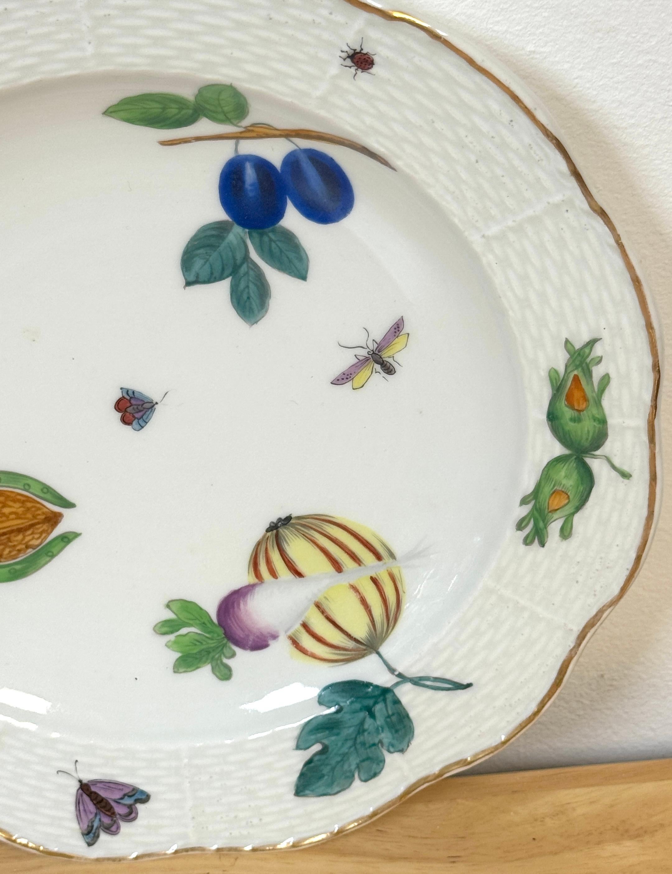 Three 19th Century Continental Naturalist Fruit, Insect, Vegetable Plates en vente 3
