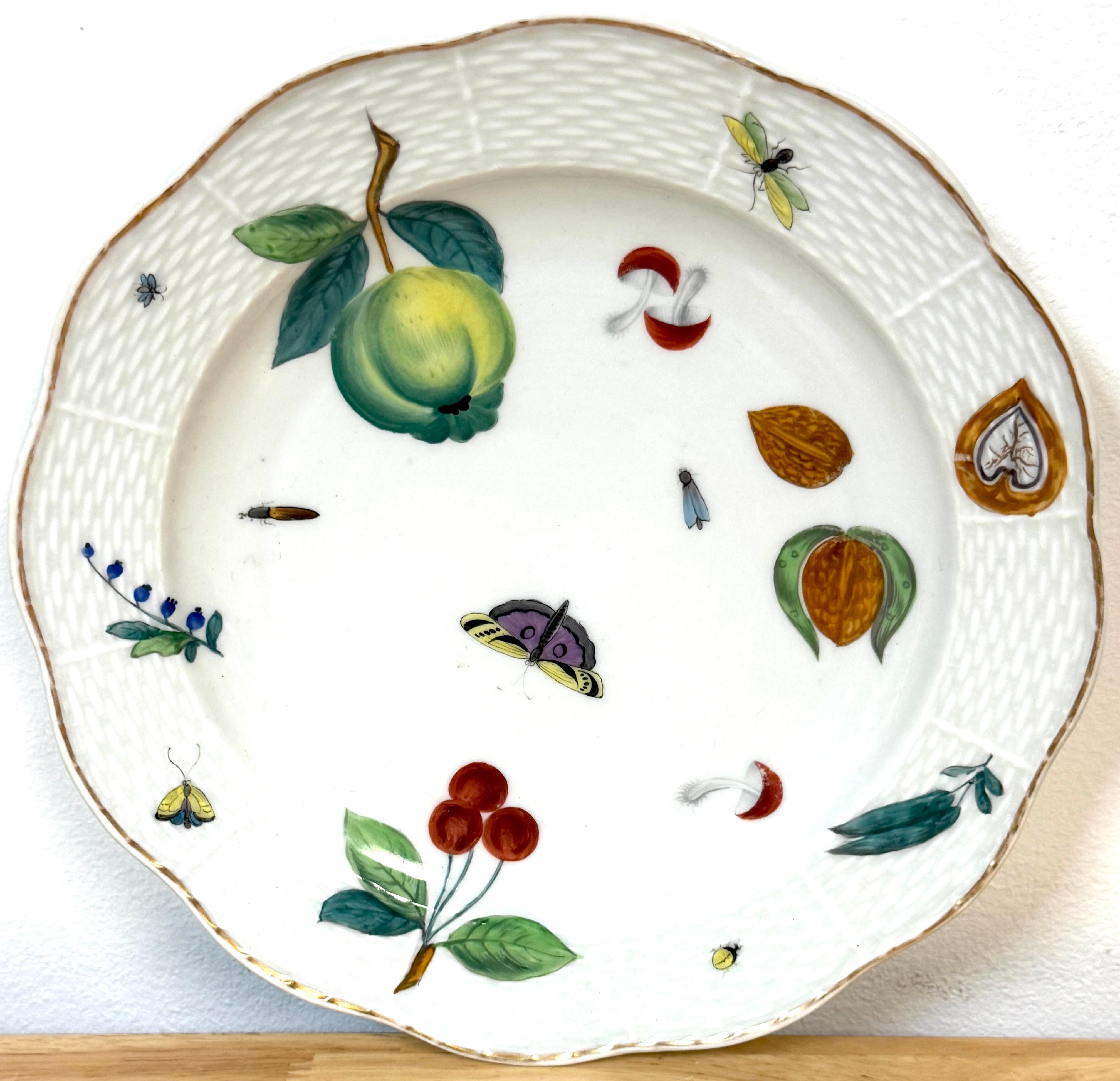 Three 19th Century Continental Naturalist Fruit, Insect, Vegetable Plates Bon état - En vente à West Palm Beach, FL