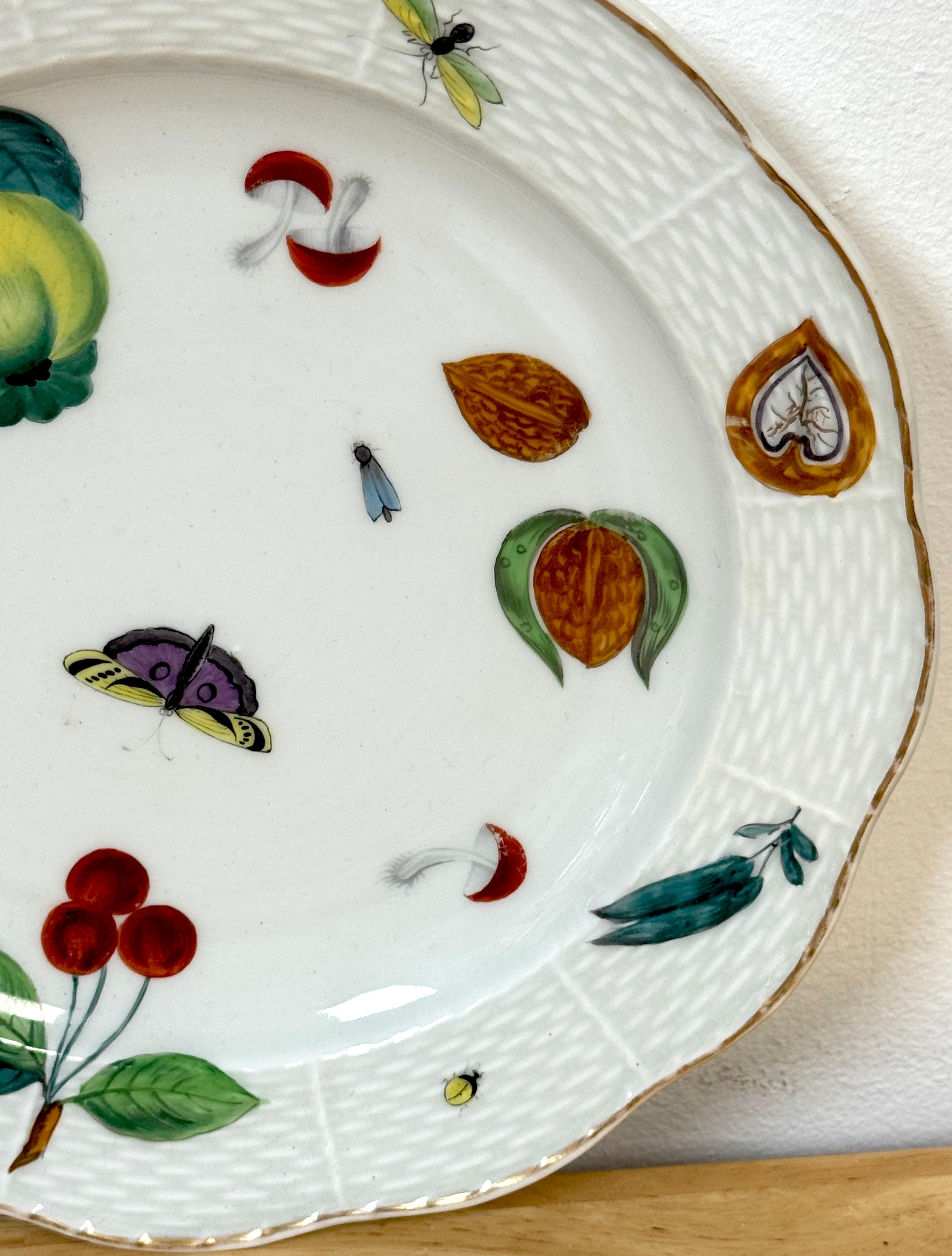 XIXe siècle Three 19th Century Continental Naturalist Fruit, Insect, Vegetable Plates en vente