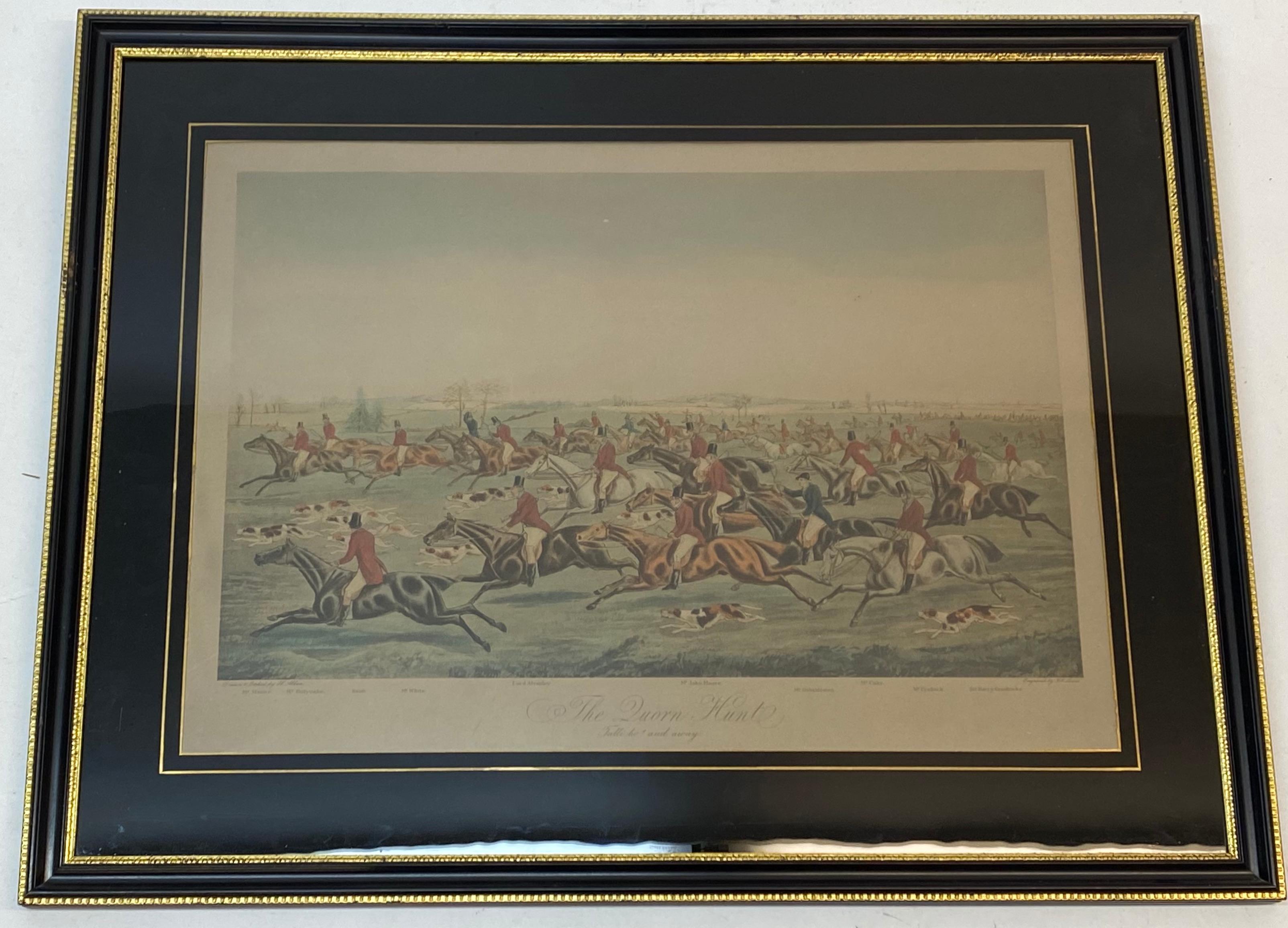 Hand-Crafted Three 19th Century Equestrian / Fox Hunt Hand Colored Engravings