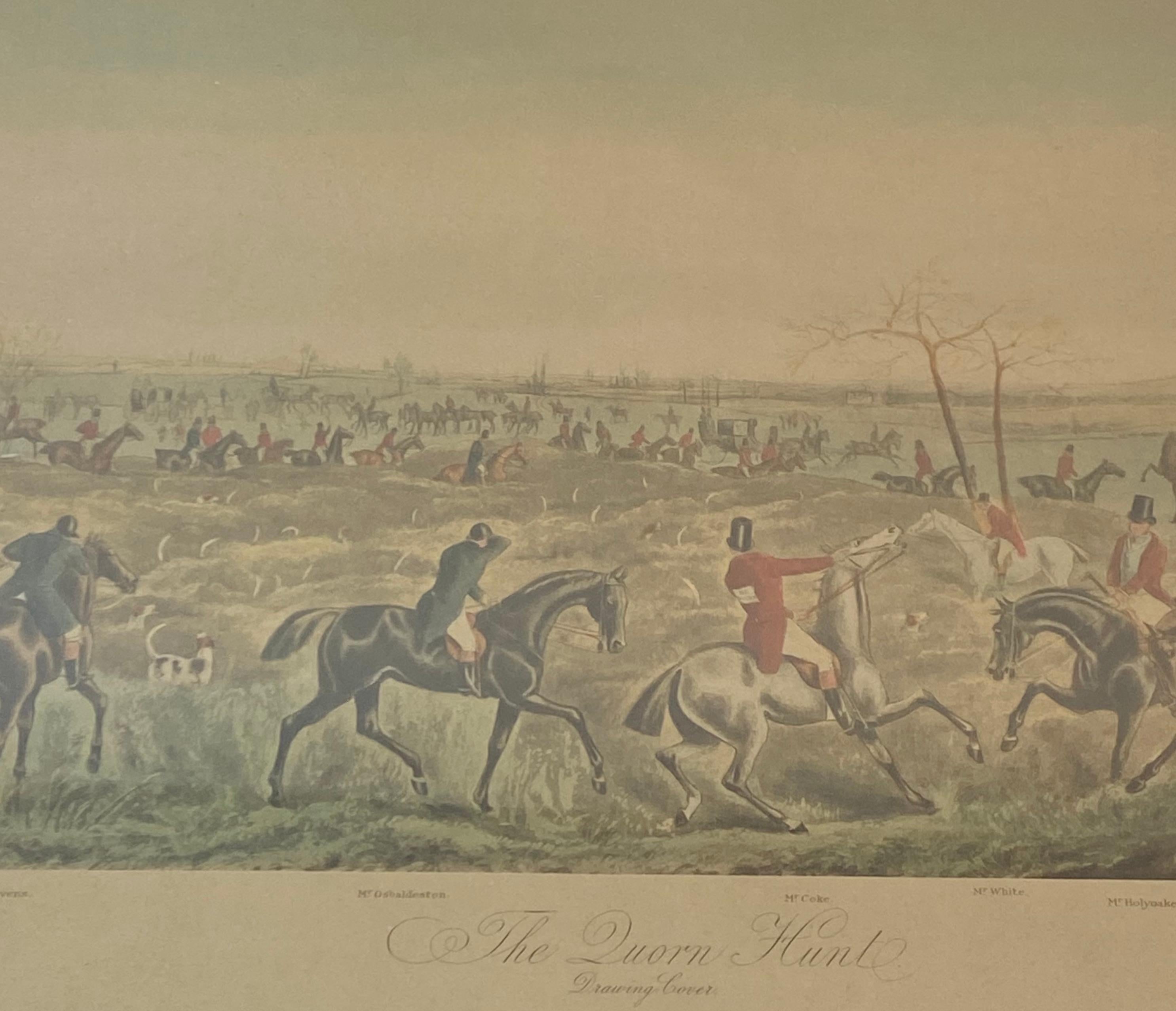 Three 19th Century Equestrian / Fox Hunt Hand Colored Engravings In Fair Condition In San Francisco, CA