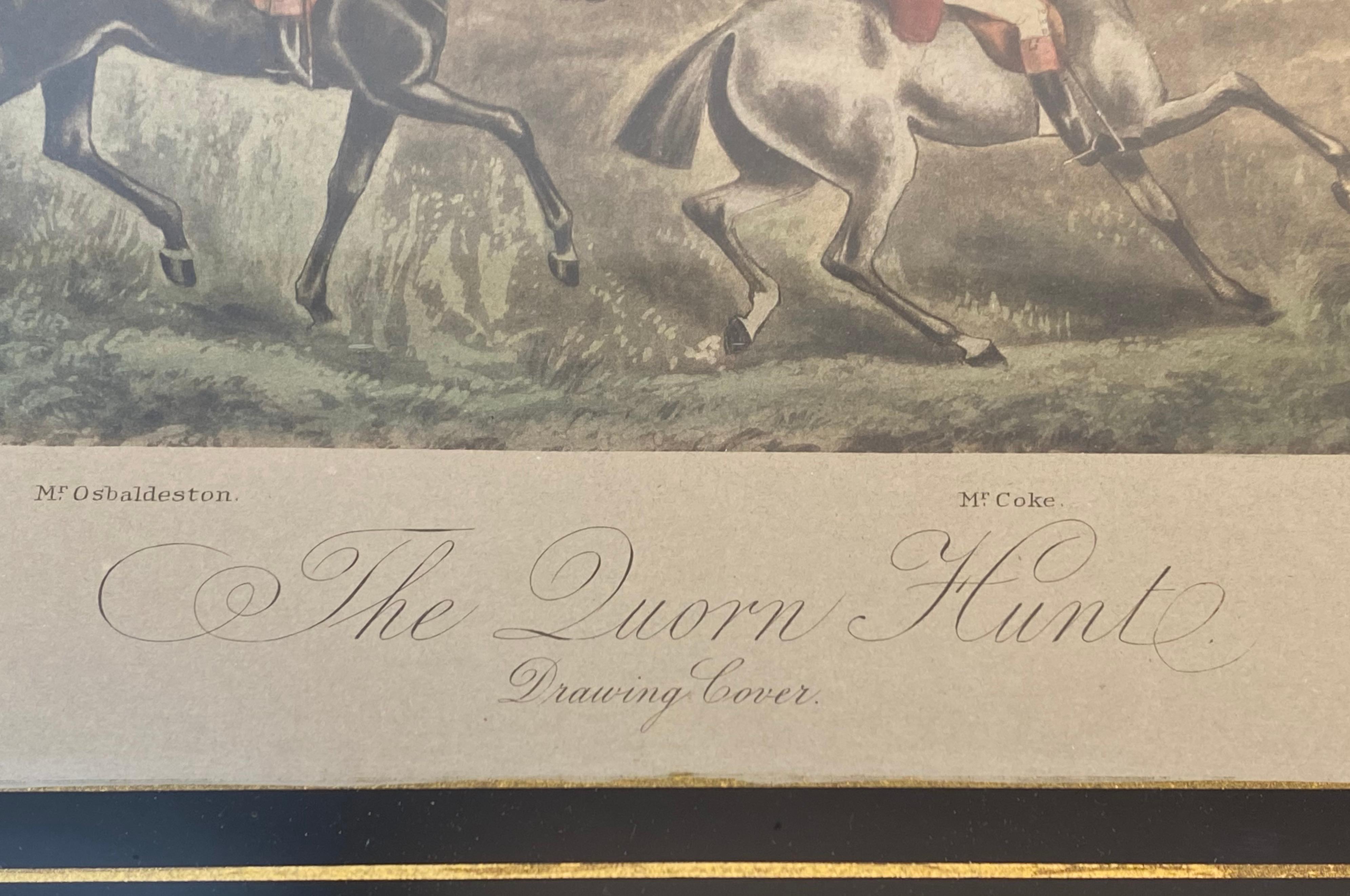 Paper Three 19th Century Equestrian / Fox Hunt Hand Colored Engravings For Sale
