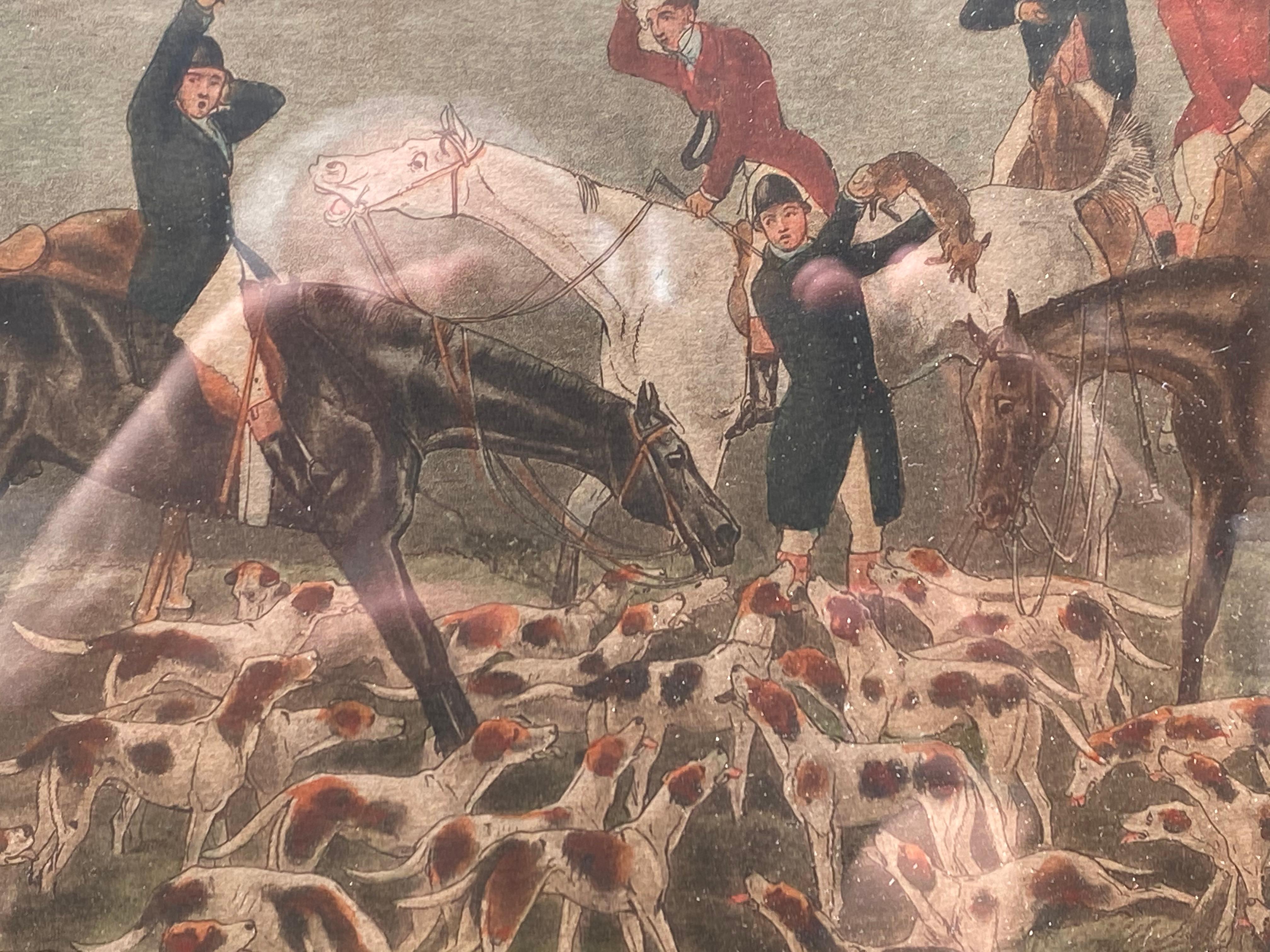 Three 19th Century Equestrian / Fox Hunt Hand Colored Engravings 1