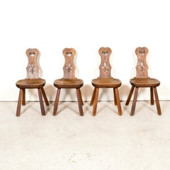 Three 19th Century Hand Carved French Alsatian Side Chairs, Sold Separately