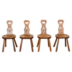 Three 19th Century Hand Carved French Alsatian Side Chairs, Sold Separately