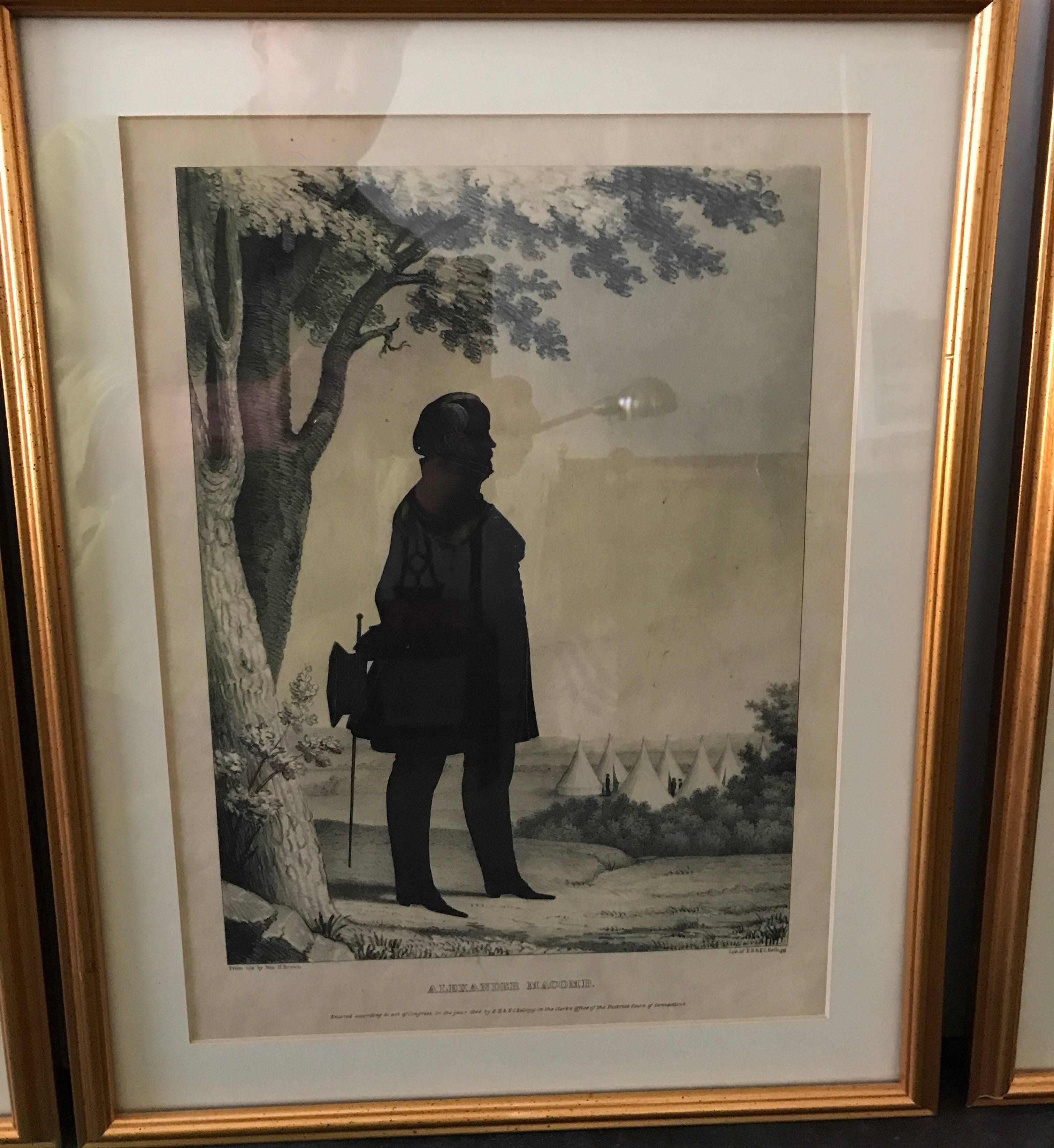 American  Three 19th Century Silhouette Lithographs of Gentlemen  For Sale