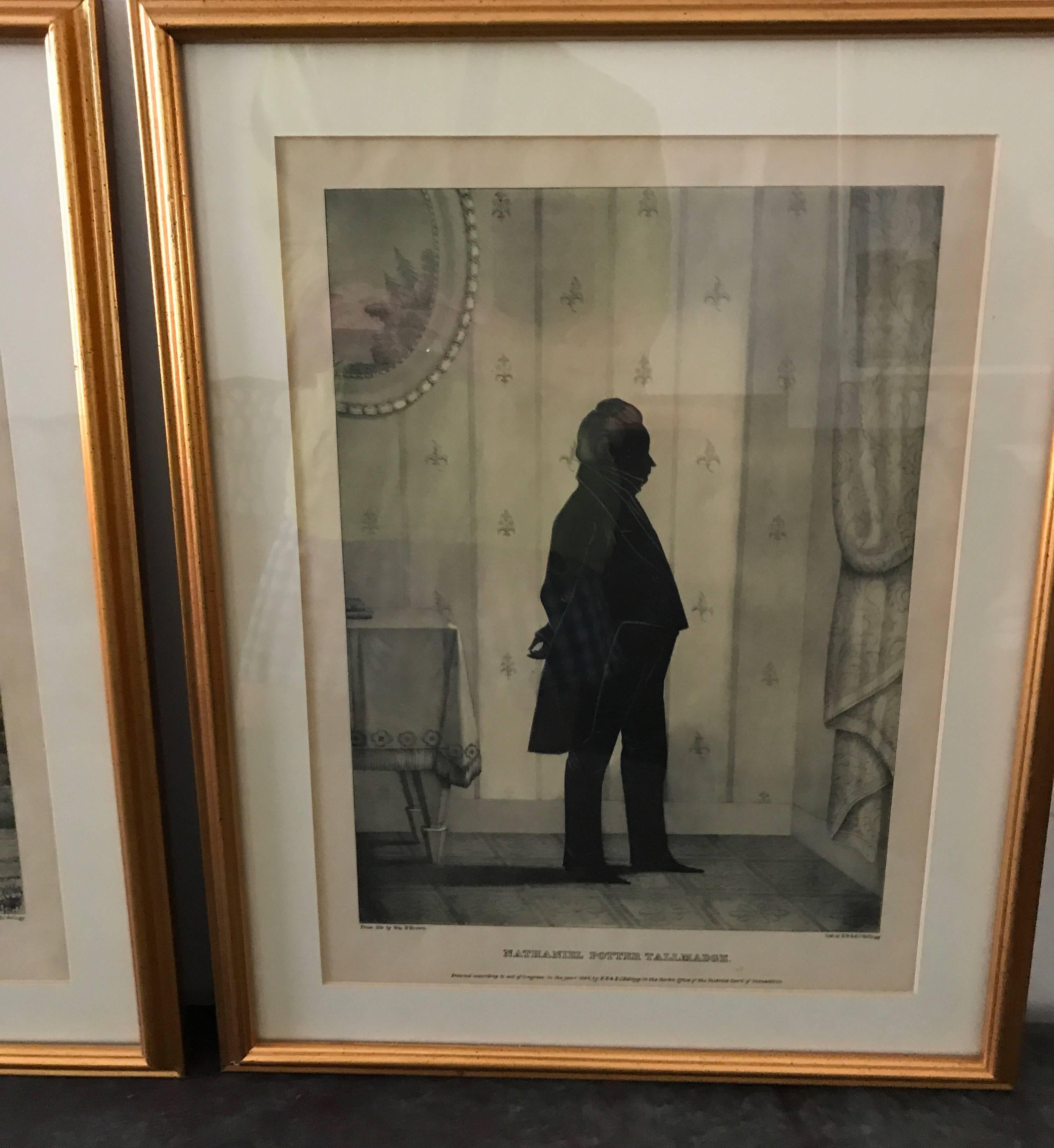  Three 19th Century Silhouette Lithographs of Gentlemen  In Good Condition For Sale In Chicago, IL