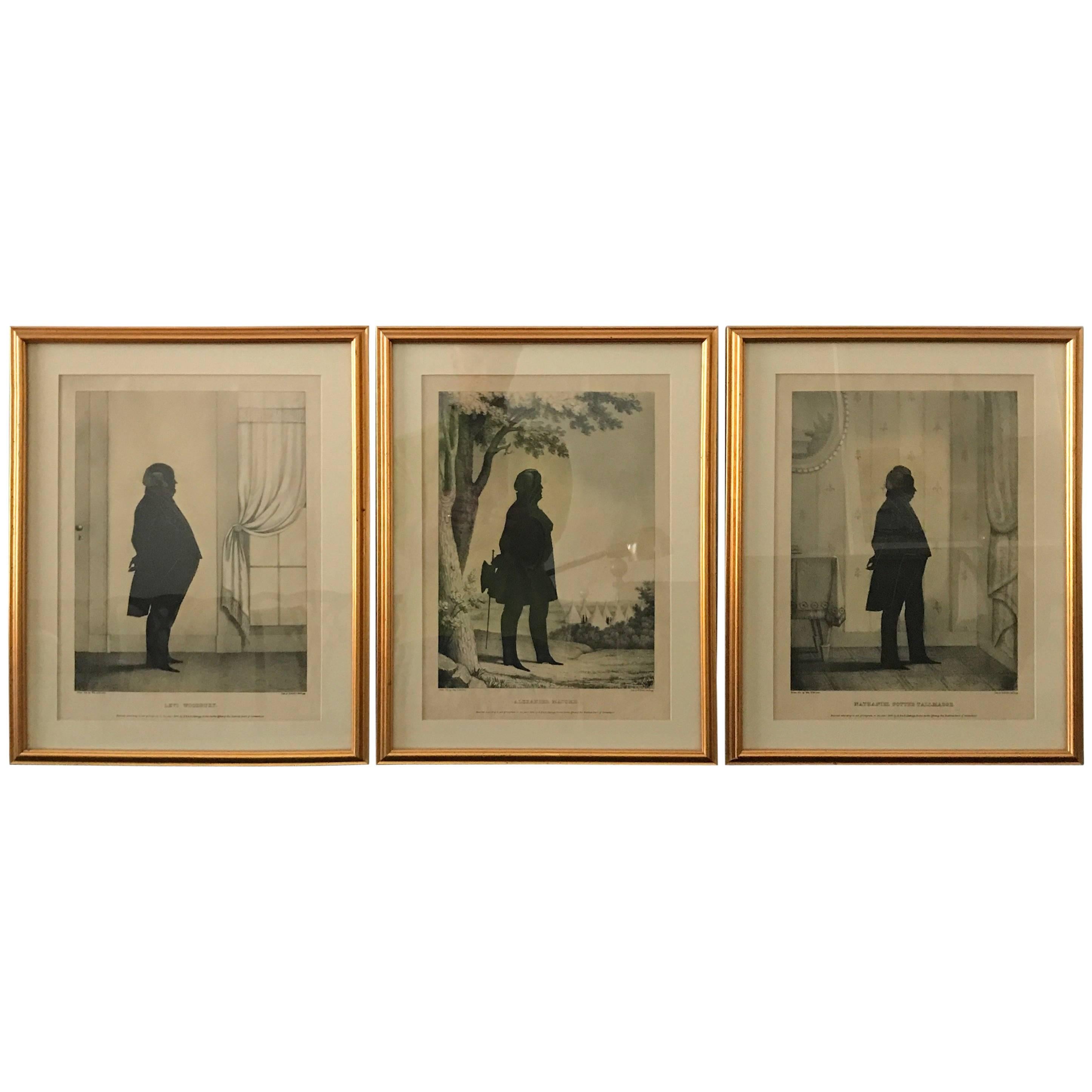  Three 19th Century Silhouette Lithographs of Gentlemen  For Sale