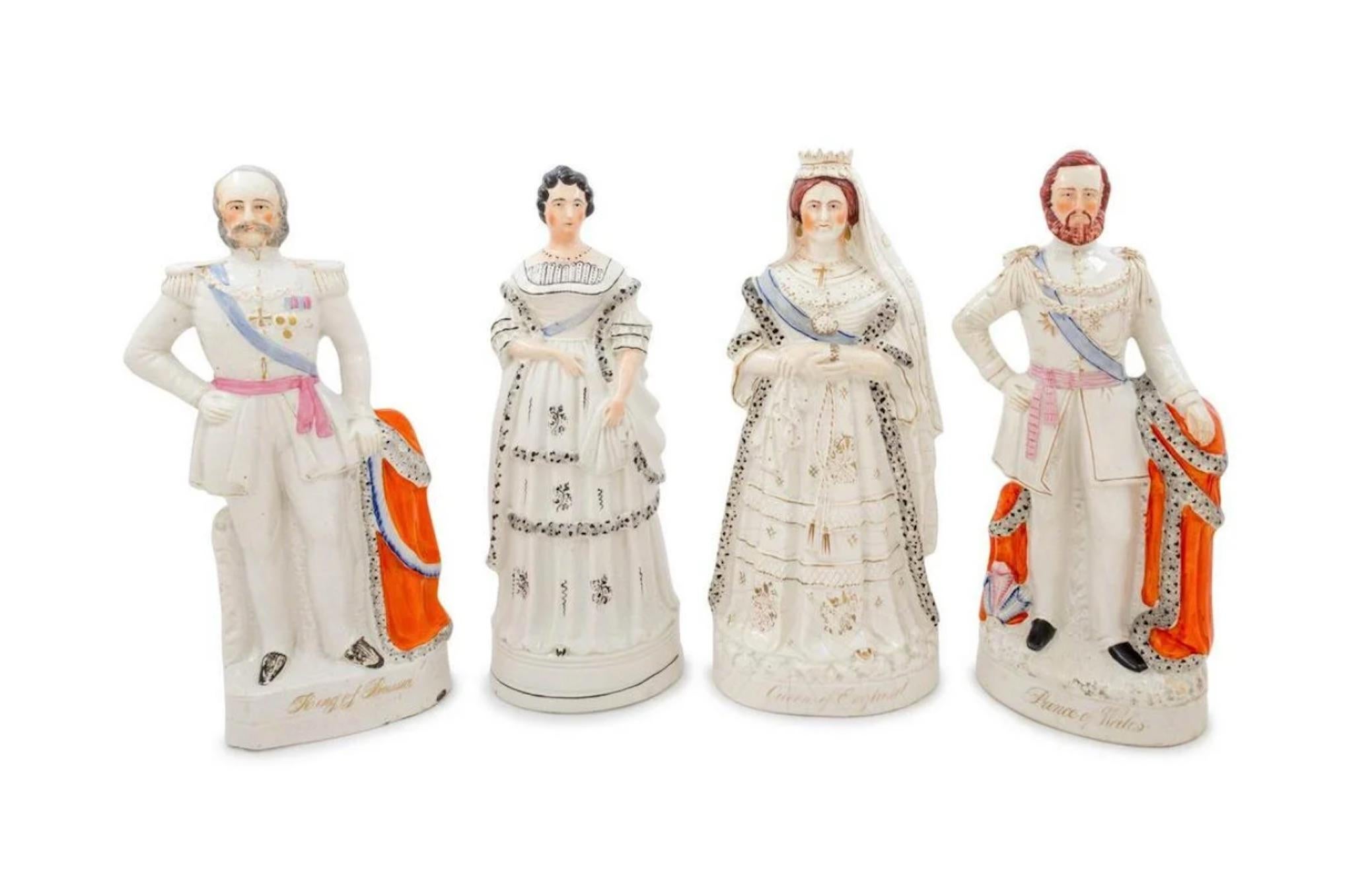 Collection Of six 19th century Staffordshire pottery royal figures of large-scale, Including Queen Victoria of England, Prince of Wales and others.  Priced per figure and will break up the collection of six.