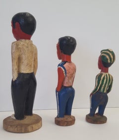 Three 20th Century, Wooden Ivory Coast Colonial Male Figures