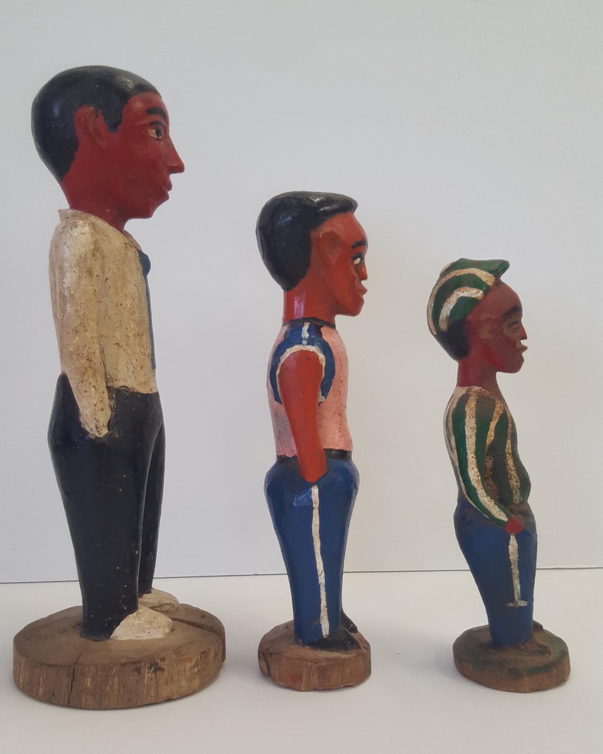 Folk Art Three 20th Century, Wooden Ivory Coast Colonial Male Figures