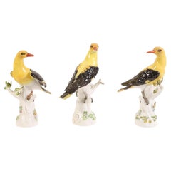 Three (3) 19th Century Meissen Golden Oriole Porcelain Figurines