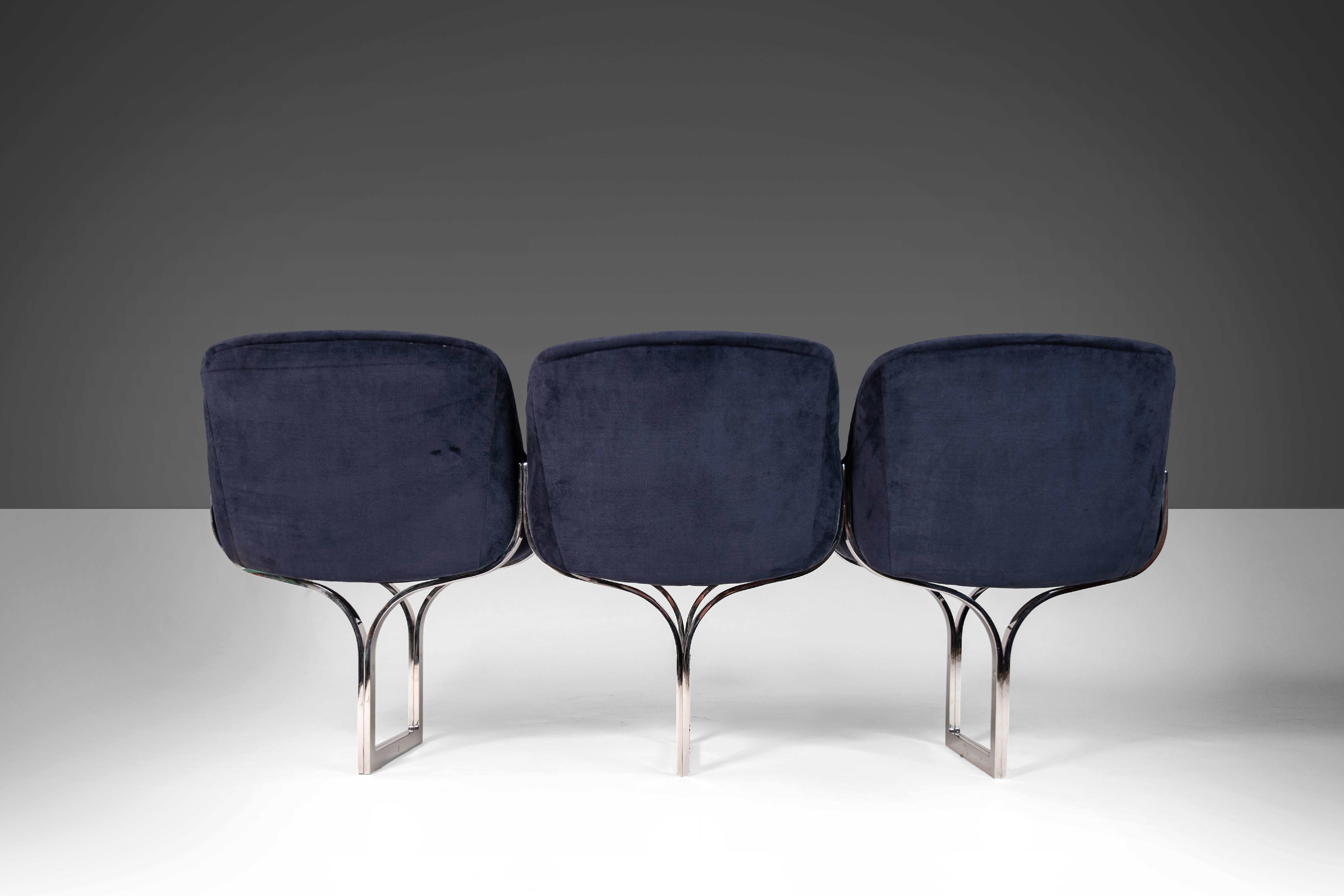 Three (3) Seat Bench / Sofa Attributed to Milo Baughman on Chrome Base, c. 1970s For Sale 4