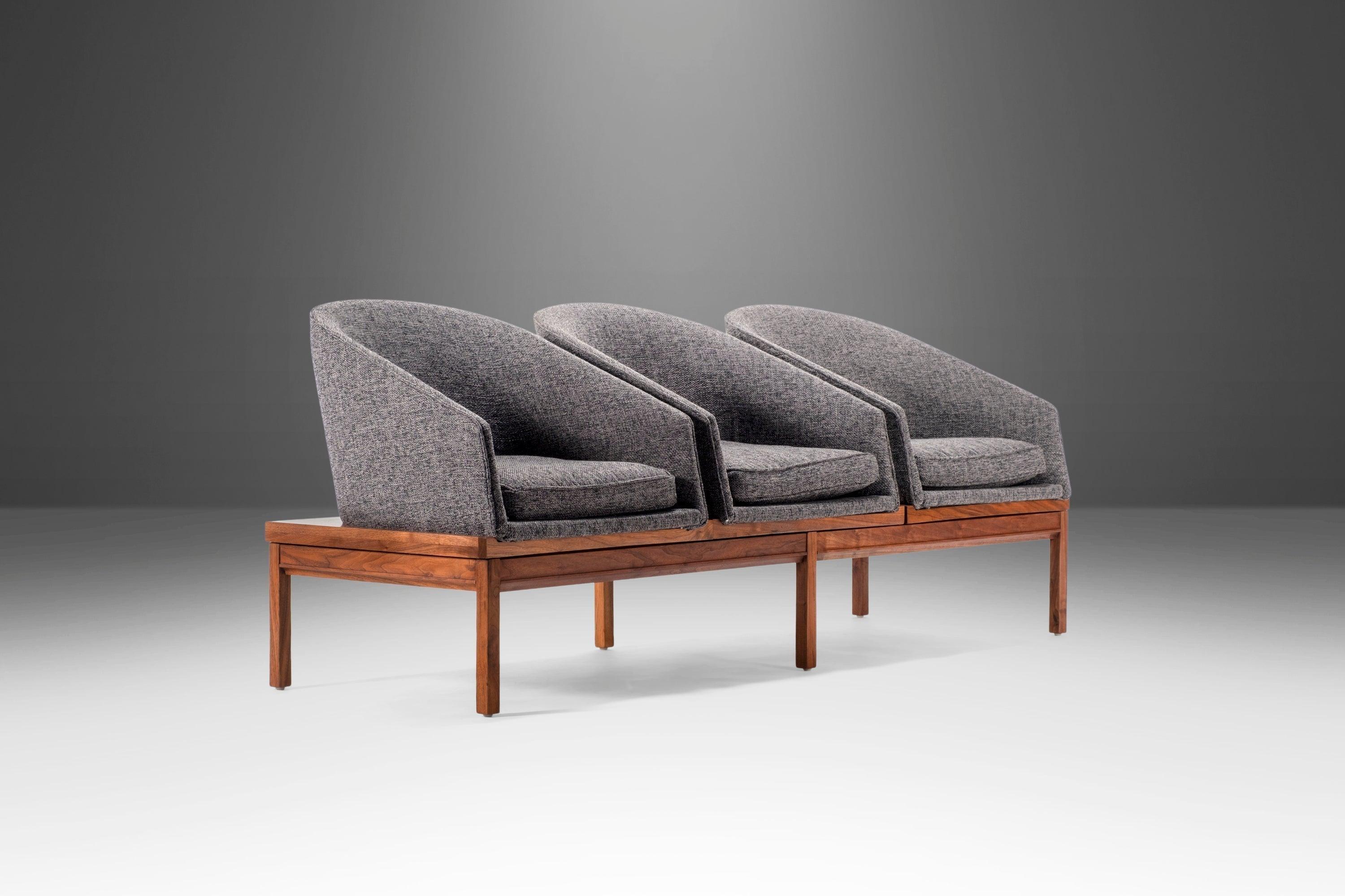 Mid-20th Century Three (3) Seat & Two (2) Seat Modular Benches Attributed to Arthur Umanoff, 1960